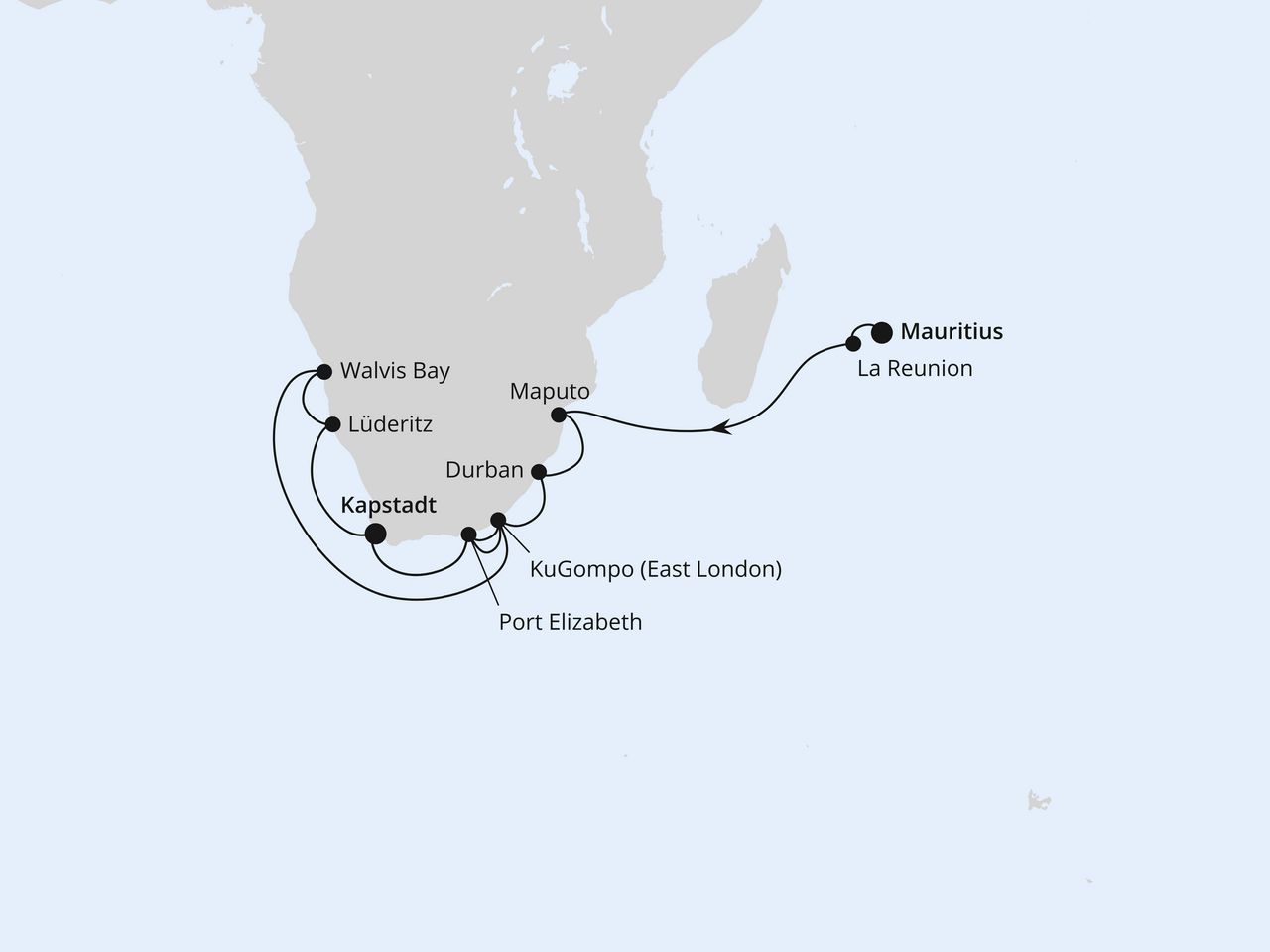 Mauritius, La Réunion, Südafrika & Namibia