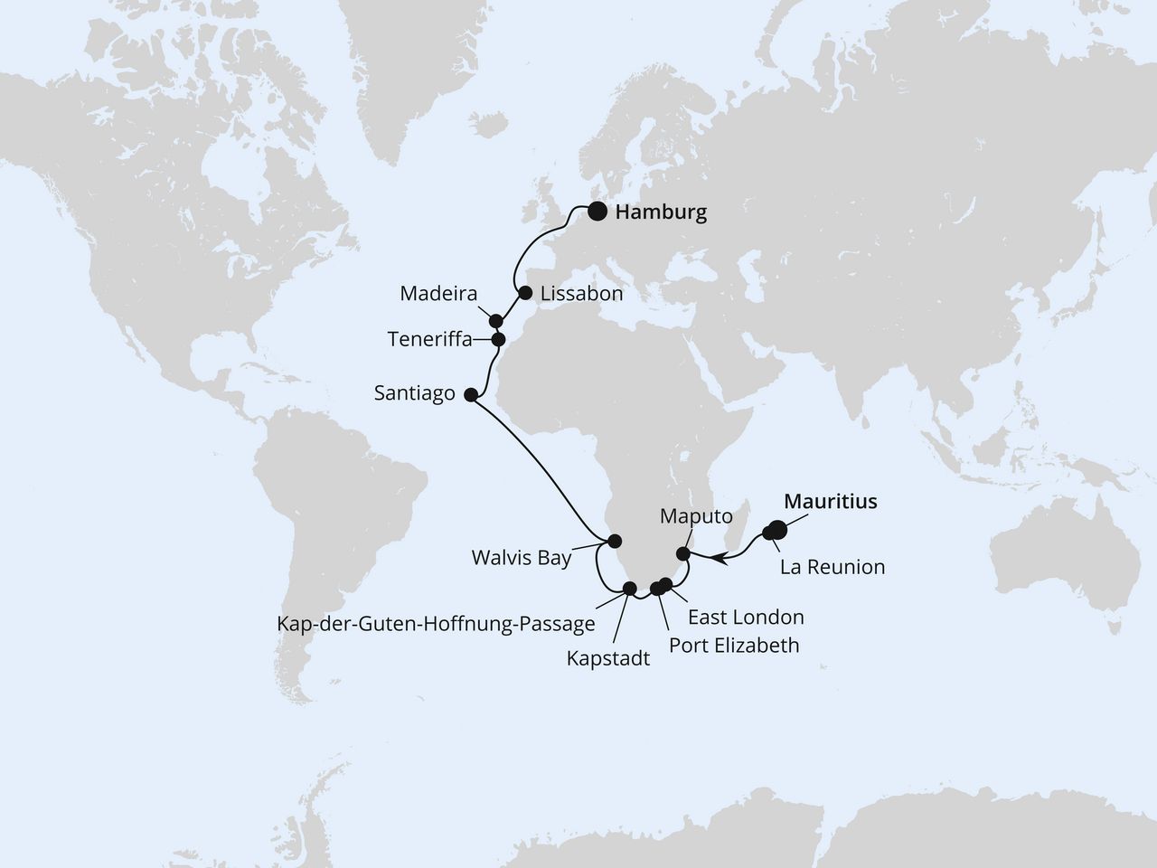 Von Mauritius nach Hamburg