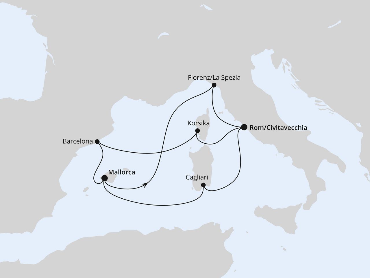 Spanien, Frankreich & Italien ab Mallorca 1