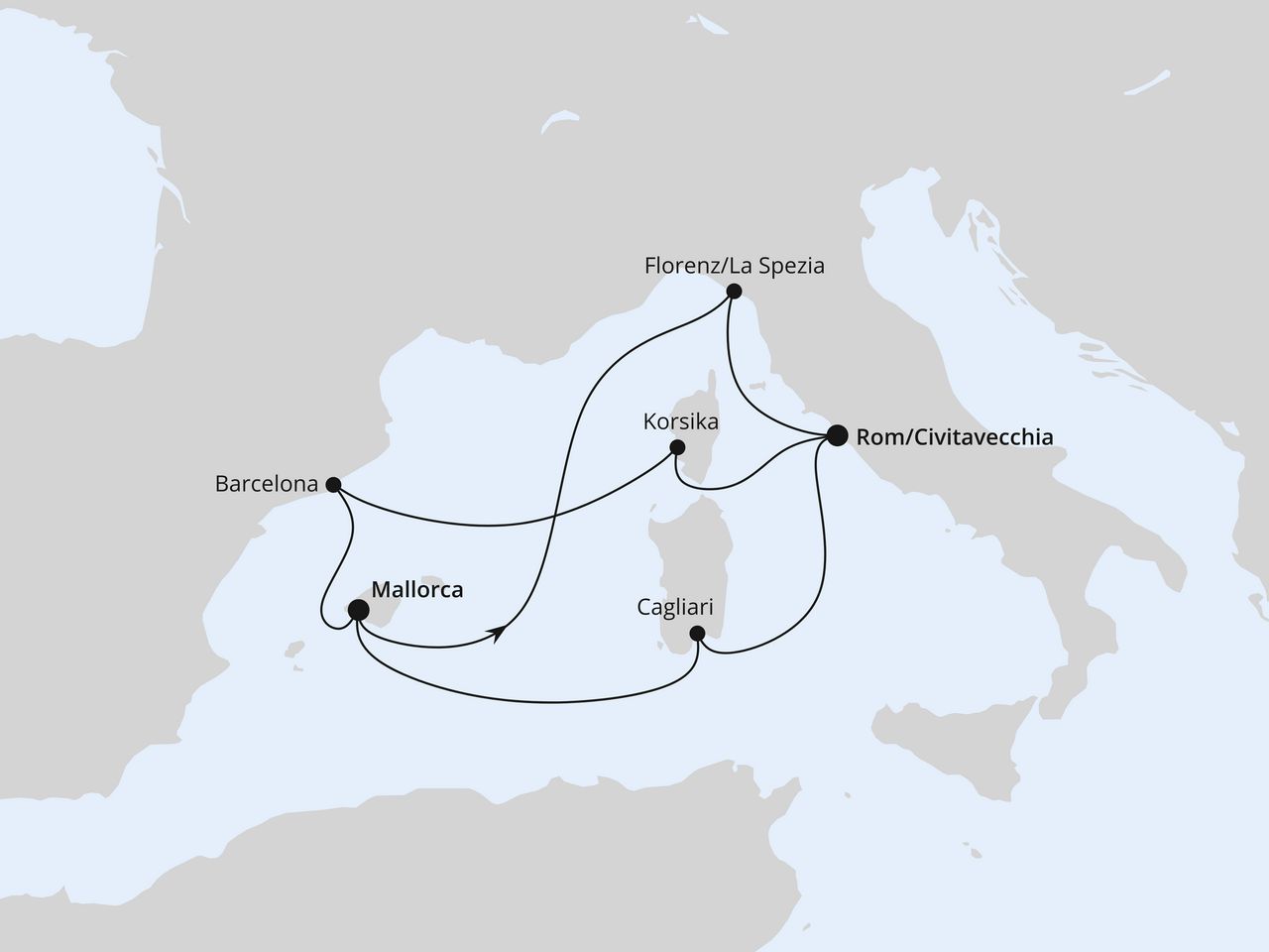 Spanien, Frankreich & Italien ab Mallorca 1