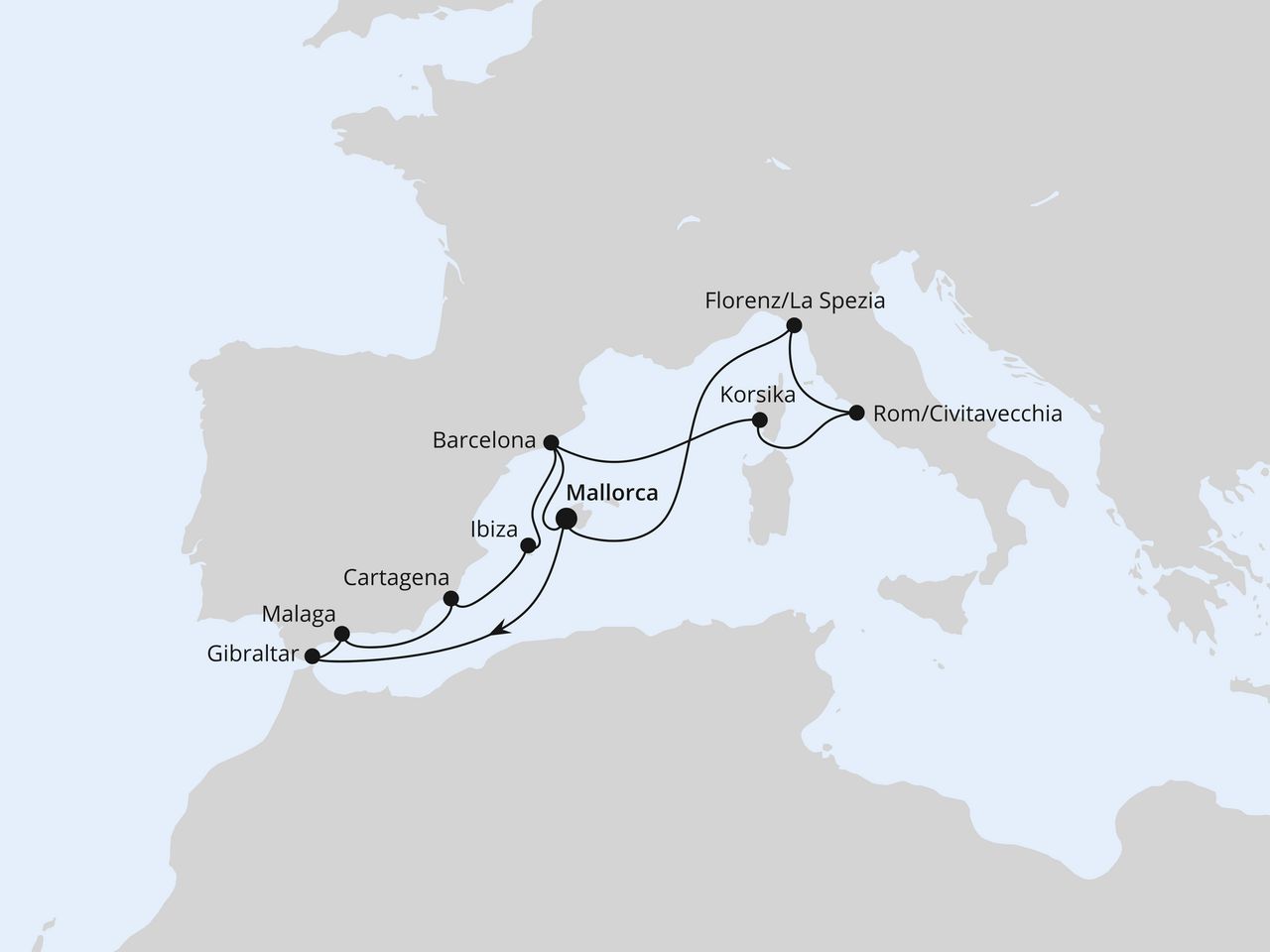 Routenkarte: Große Mittelmeer-Reise ab Mallorca 3