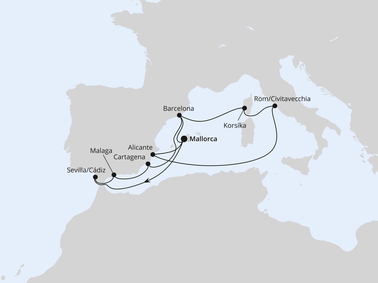 Große Mittelmeer-Reise zu Ostern ab Mallorca