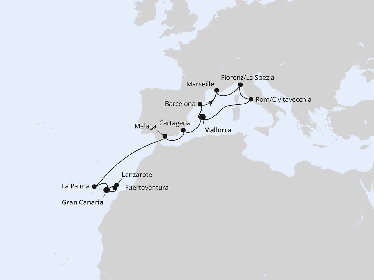 Perlen am Mittelmeer & Kanaren ab Mallorca
