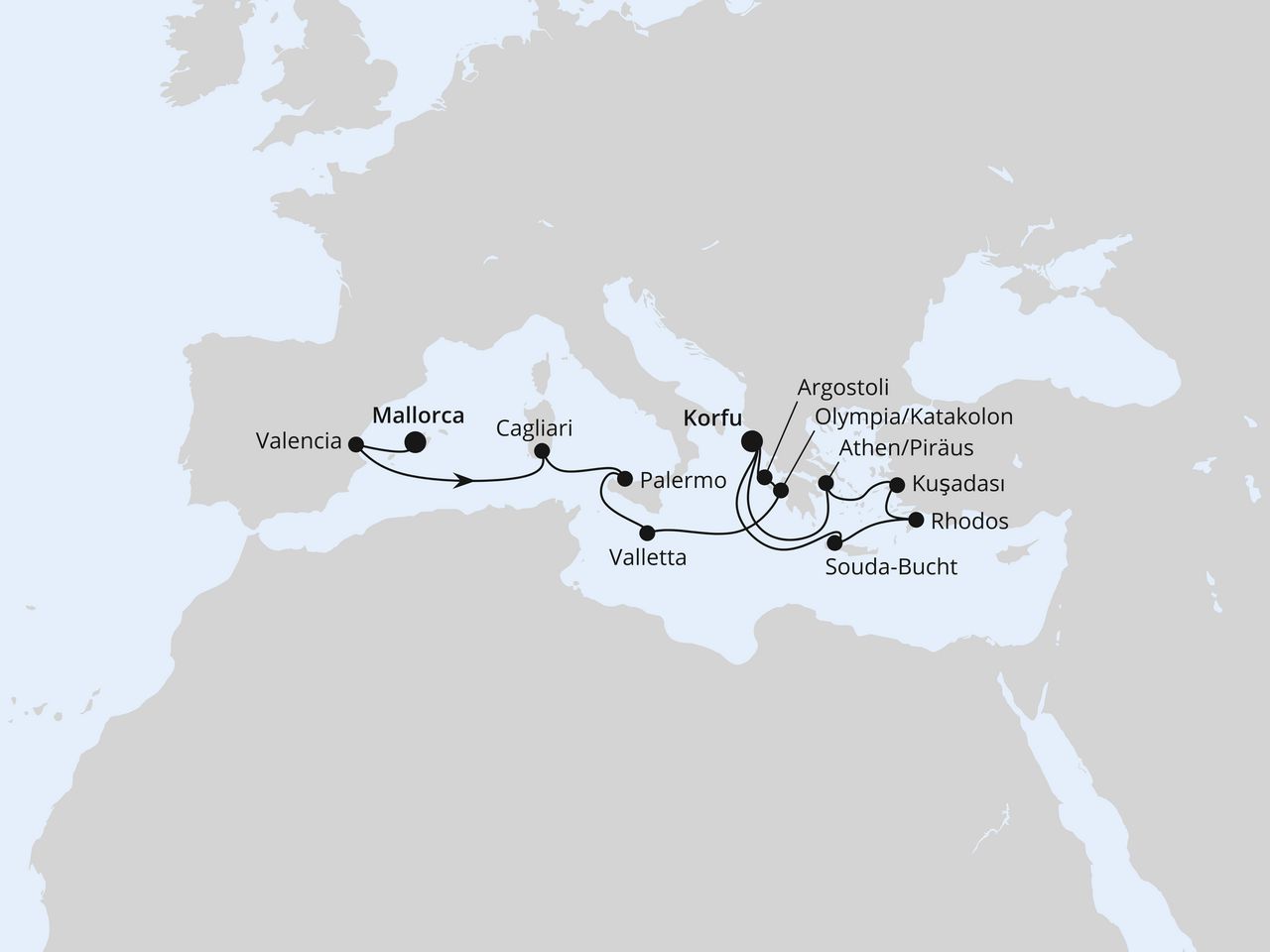 Große Mittelmeer-Reise von Mallorca nach Korfu