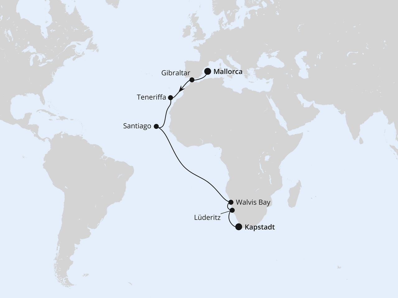 Von Mallorca über Namibia nach Kapstadt 1