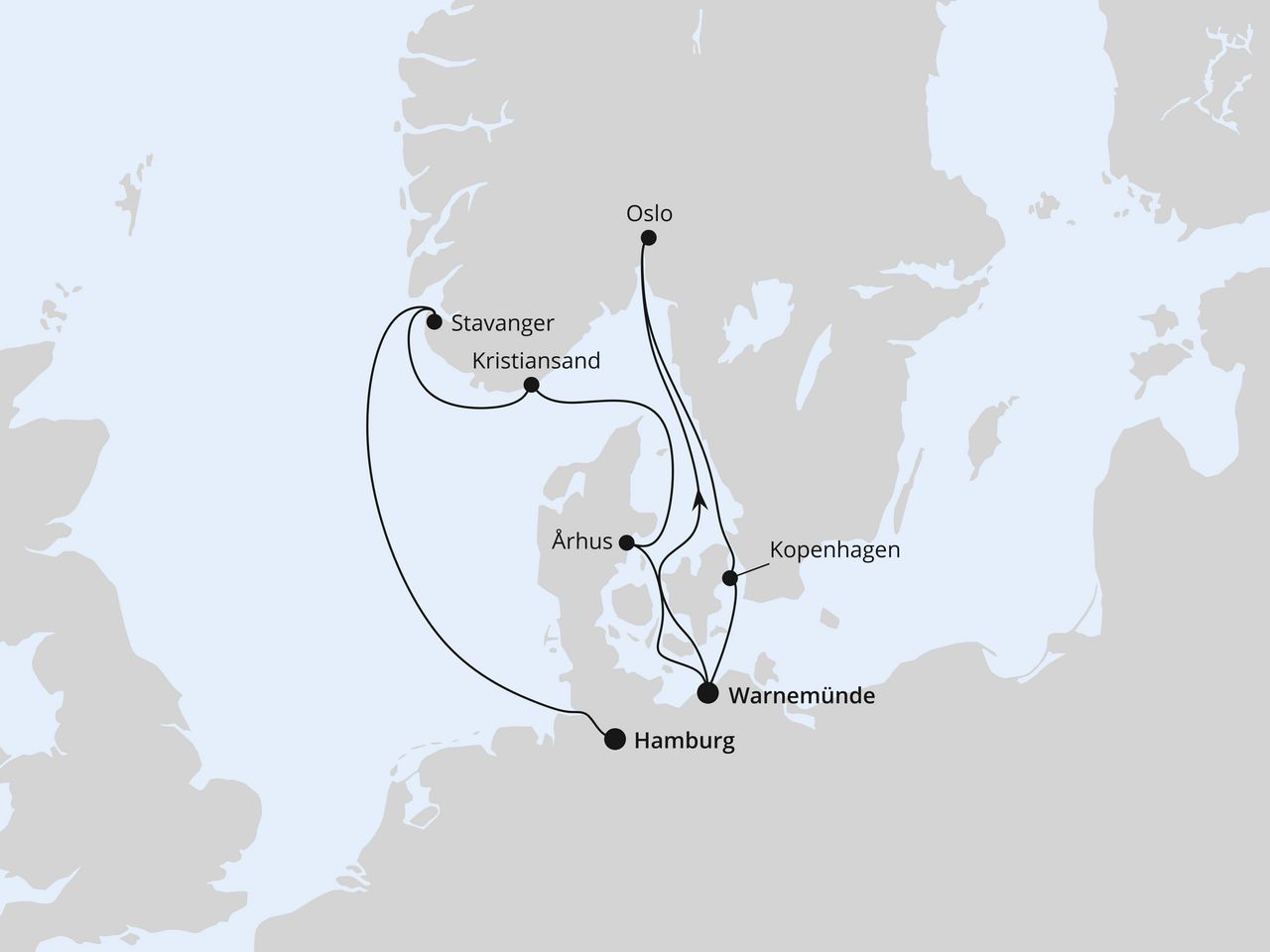 Norwegen & Dänemark von Warnemünde nach Hamburg