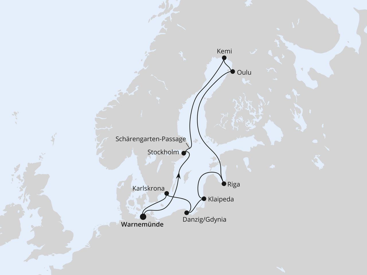 Schärengärten der Ostsee ab Warnemünde