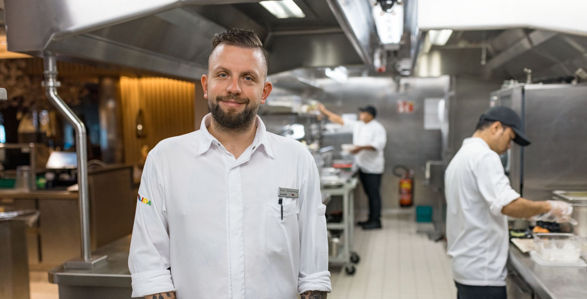 An AIDA Sous Chef in the galley