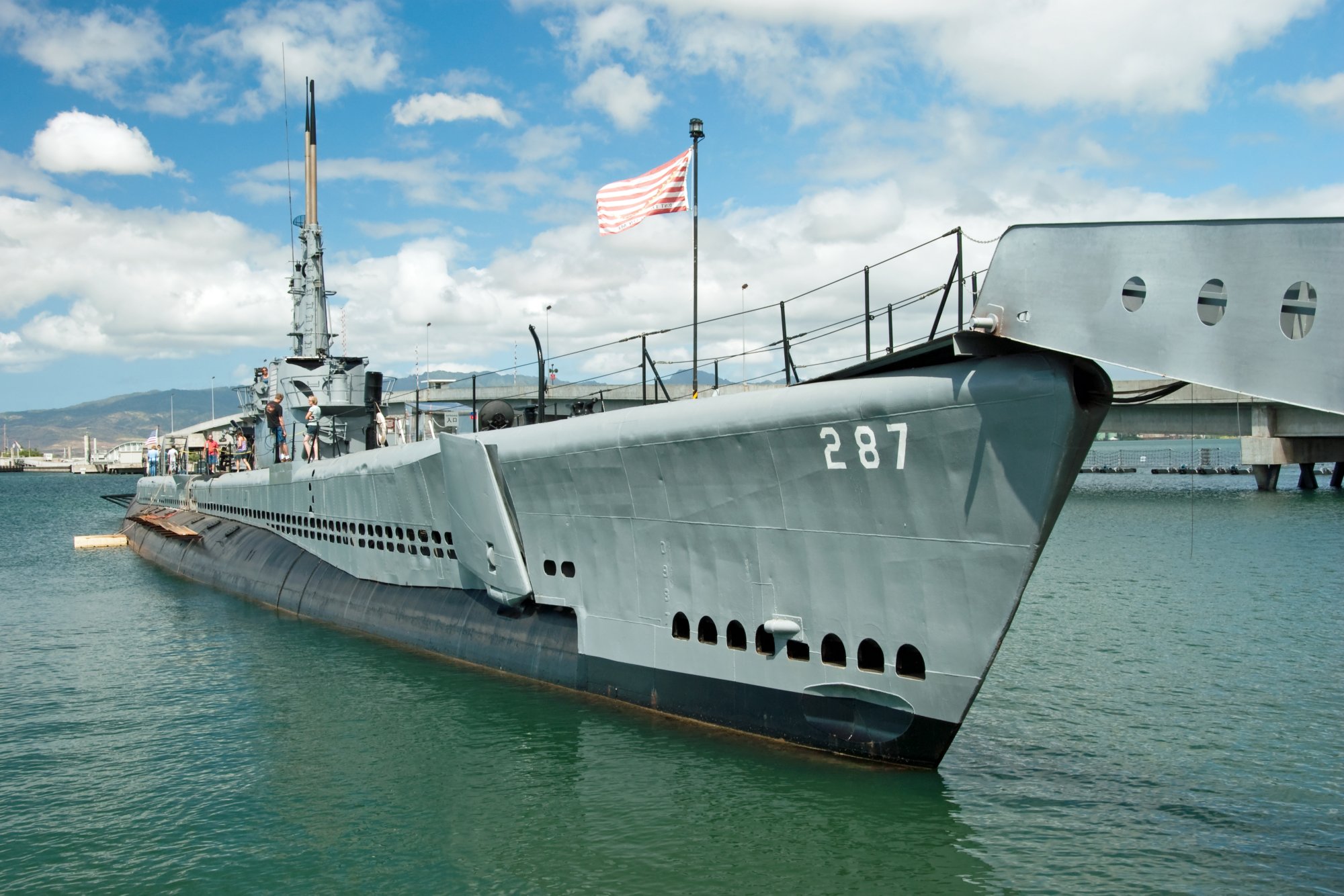 Oahu, HI, USA - September 20, 2011: Â  USS Bowfin submarine in Pearl Harbor museum. Attack on Pearl Harbor by Empire of Japan in 1941 brought United States into World War II.