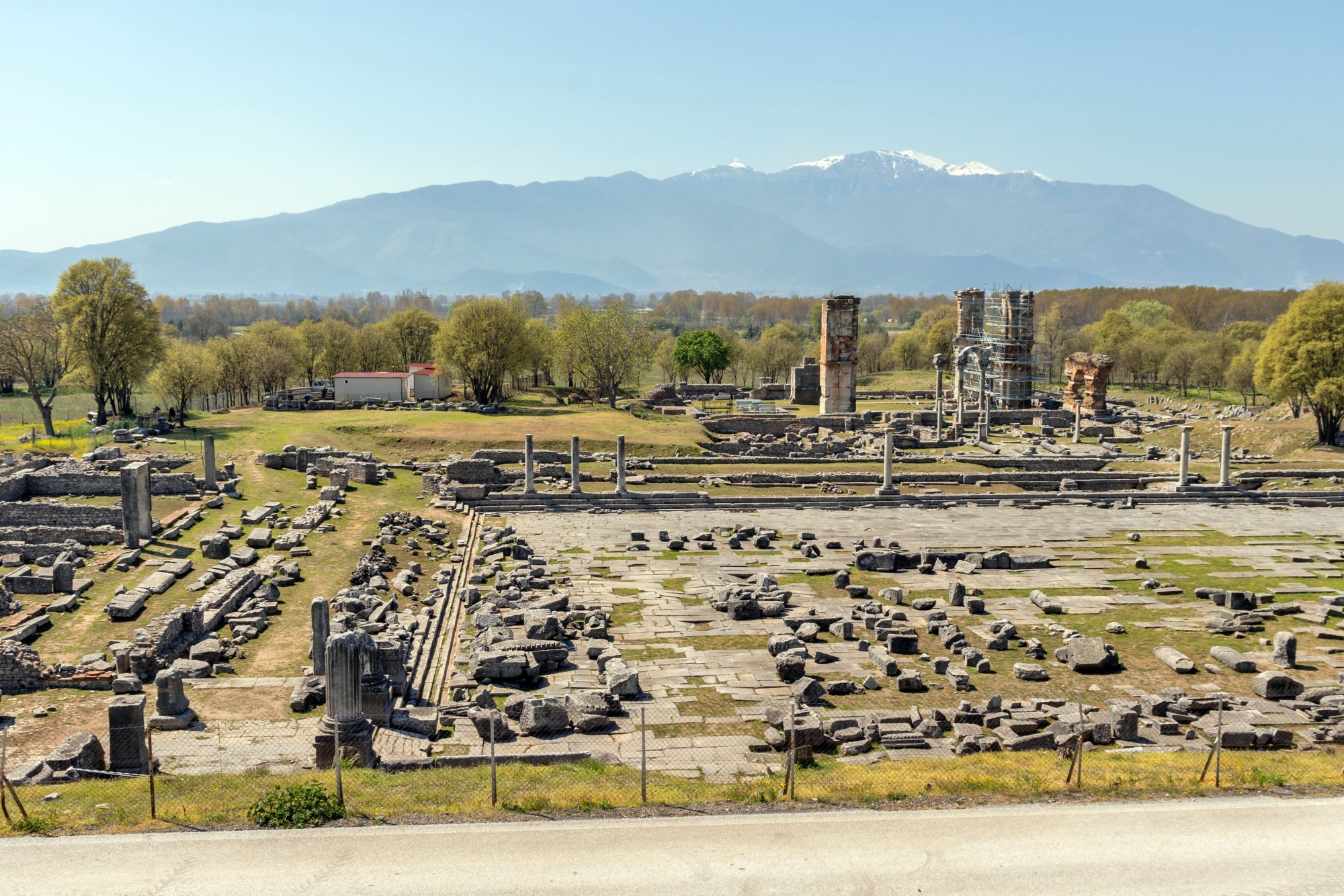 View of ancient Ruins at archaeological area of Philippi, Eastern Macedonia and Thrace, Greece