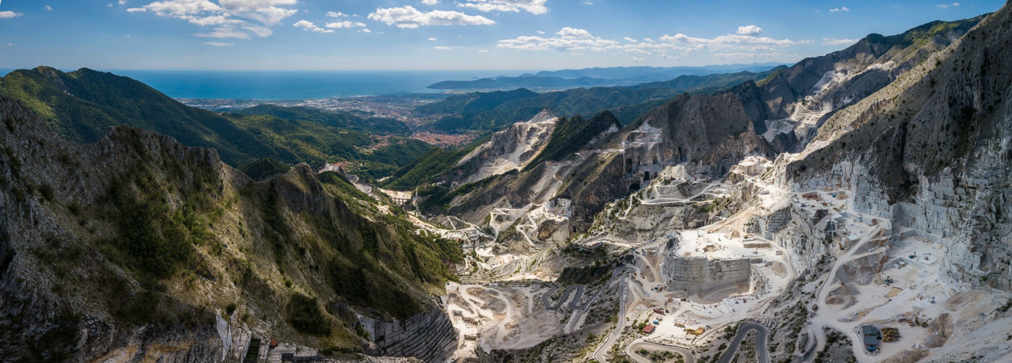 Carrara mountains. quarry - the place where Michealangelo sourced the marble for David,  Massa-Carrara Tuscany Italy - high resolution panoramic image