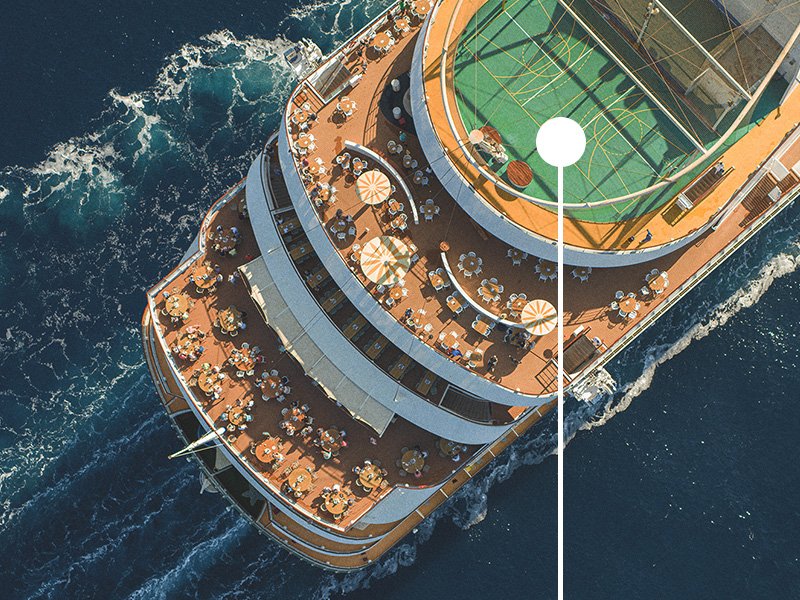 AIDA Schiff von oben mit Basketball Spielfeld