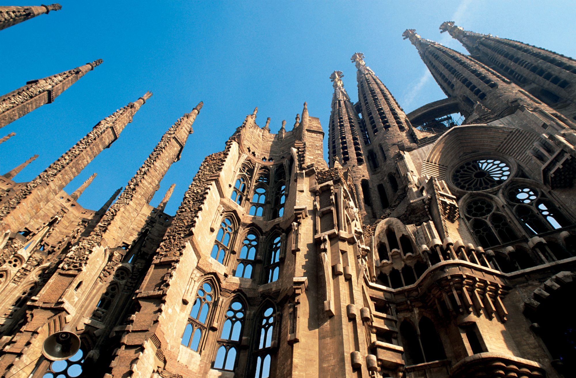 Detail of La Sagrada Familia, Barcelona, Spain, low angle view