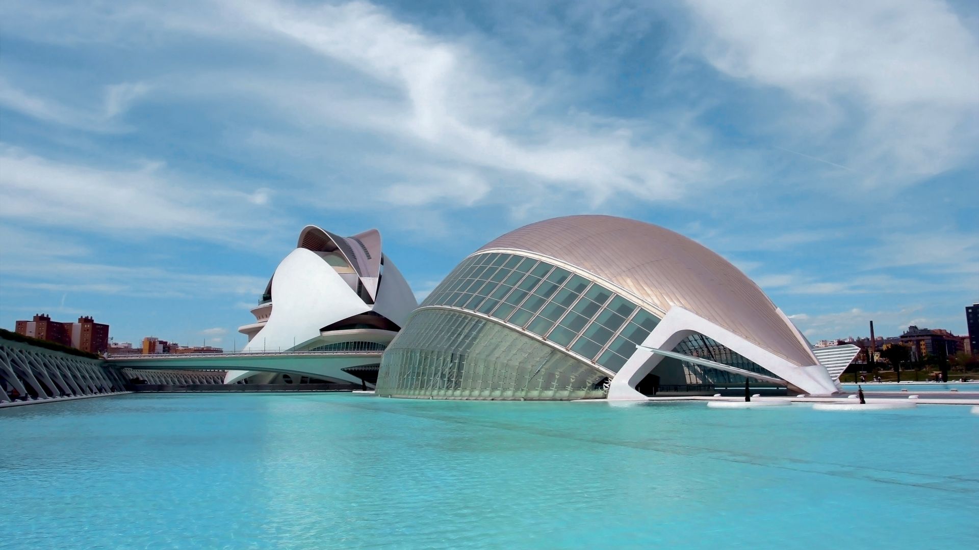 Moderne Architektur in der Ciutat de les Arts i les Ciències in Valencia. 