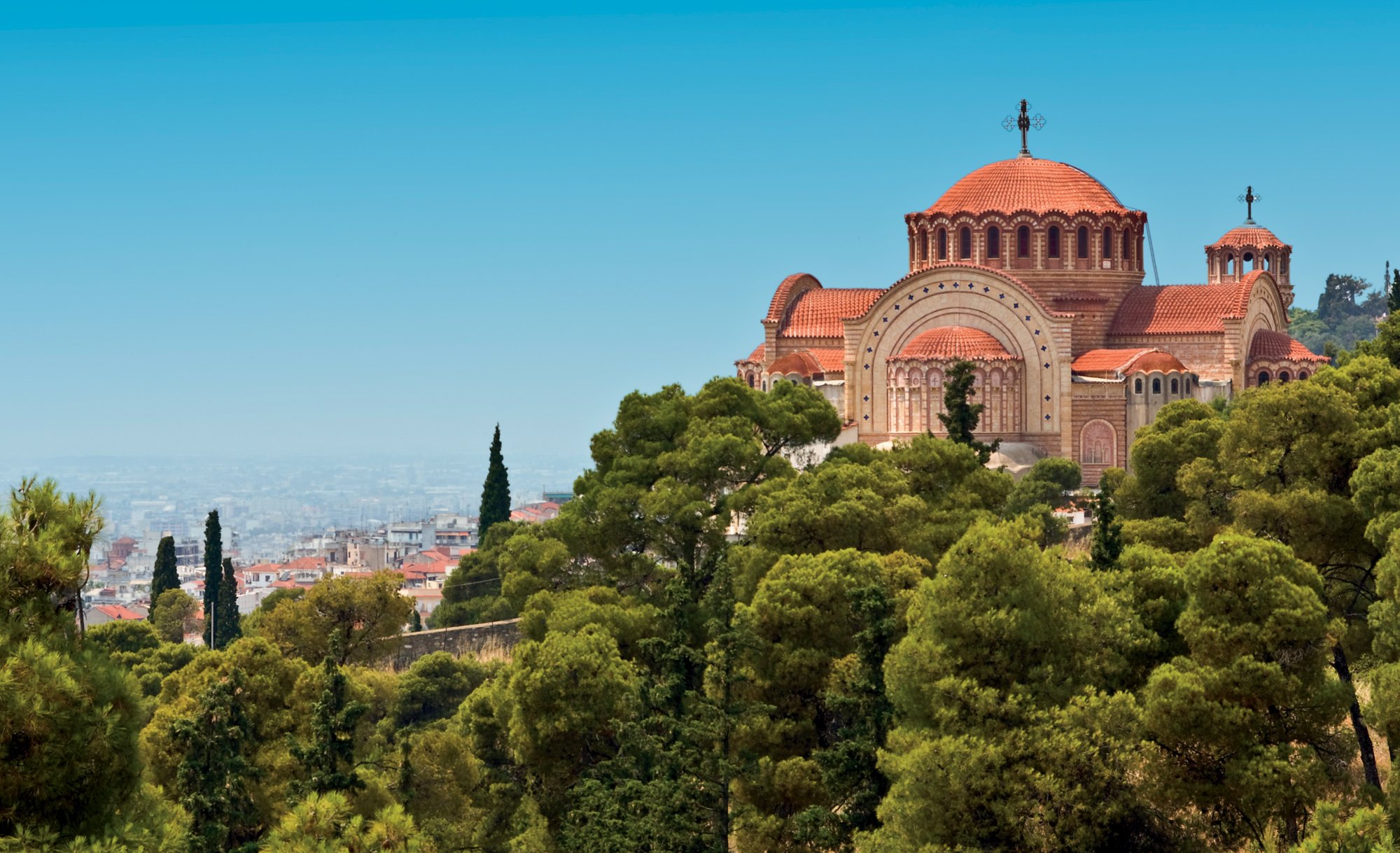 Ausblick auf Thessalonki mit orthodoxer Basilika