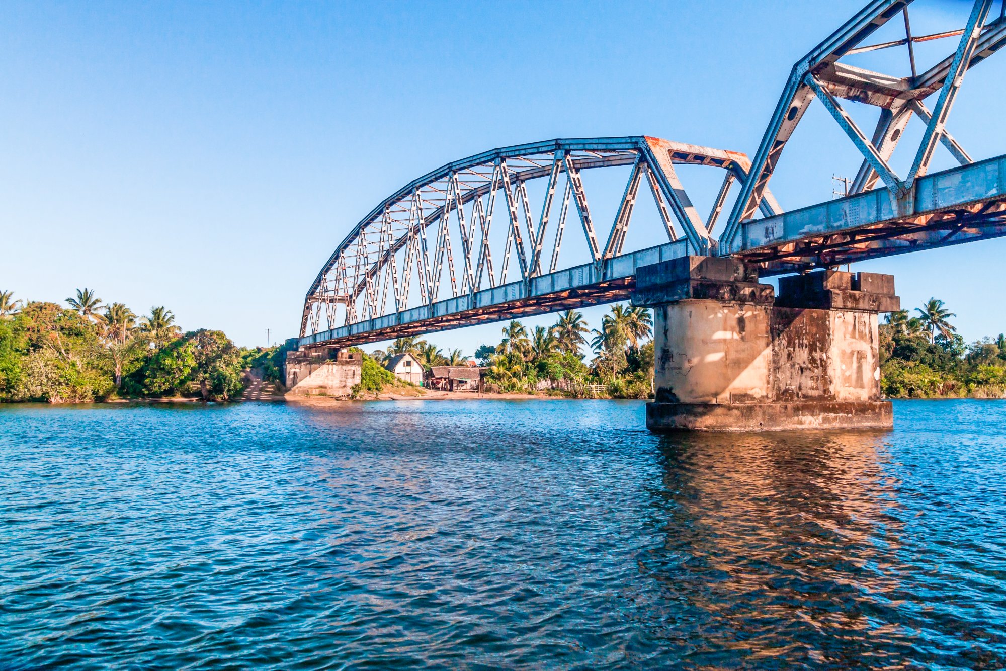 12902413 - bridge over the pangalanes channel, eastern madagascar