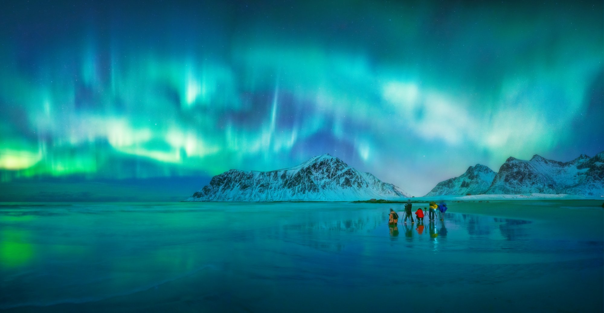 Nordlichter über den Lofoten in Norwegen