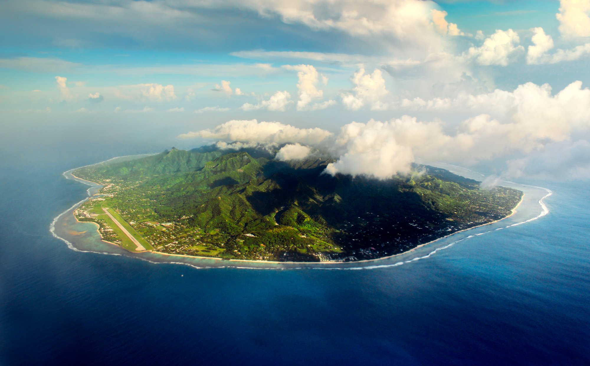 Aerial view at Rarotonga island.