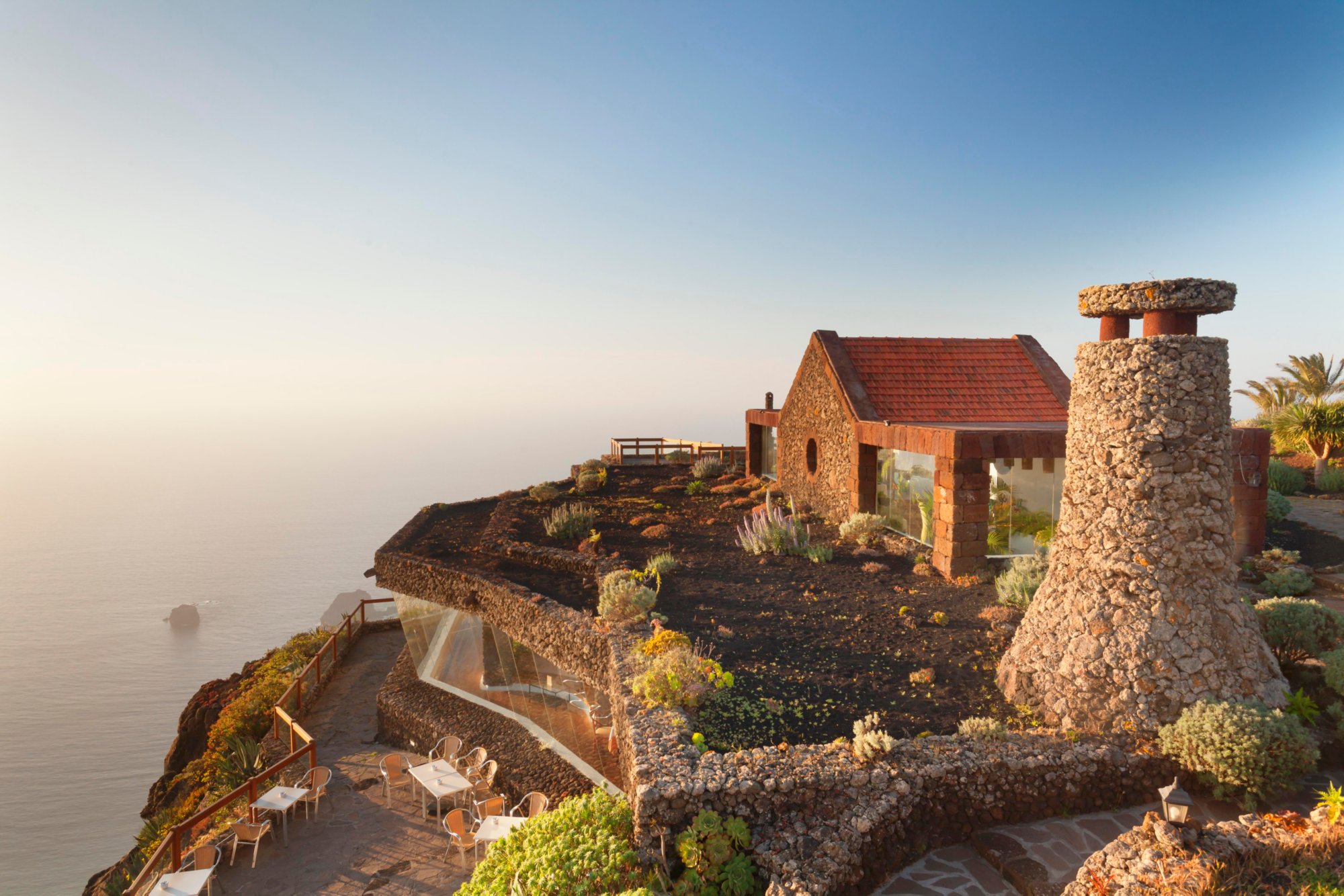 Mirador de la Pena with view restaurant designed by architect Cesar Manrique, El Hierro, Canary Islands, Spain, Europe