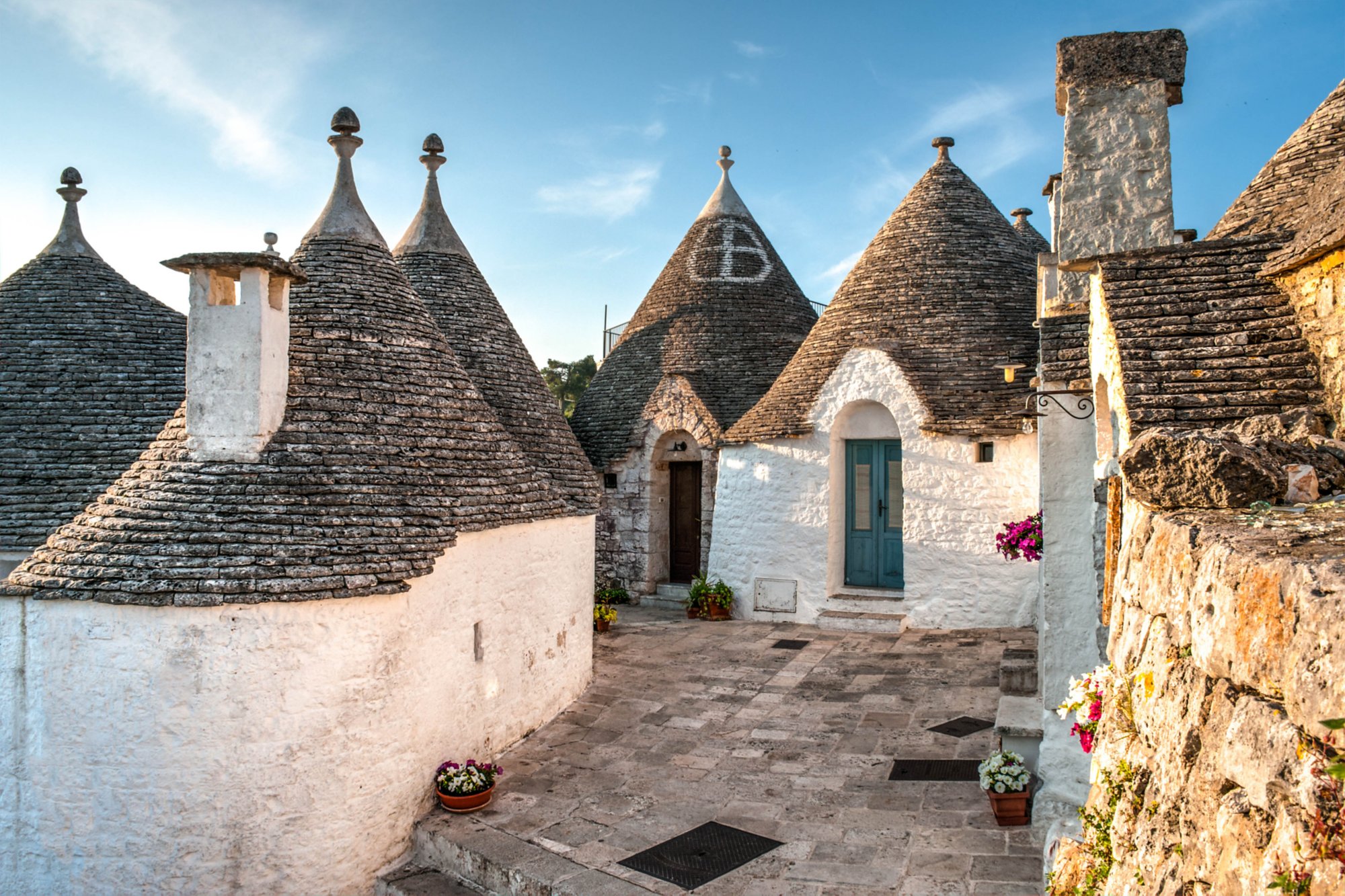 View of Trulli houses in Alberobello old town, Italy