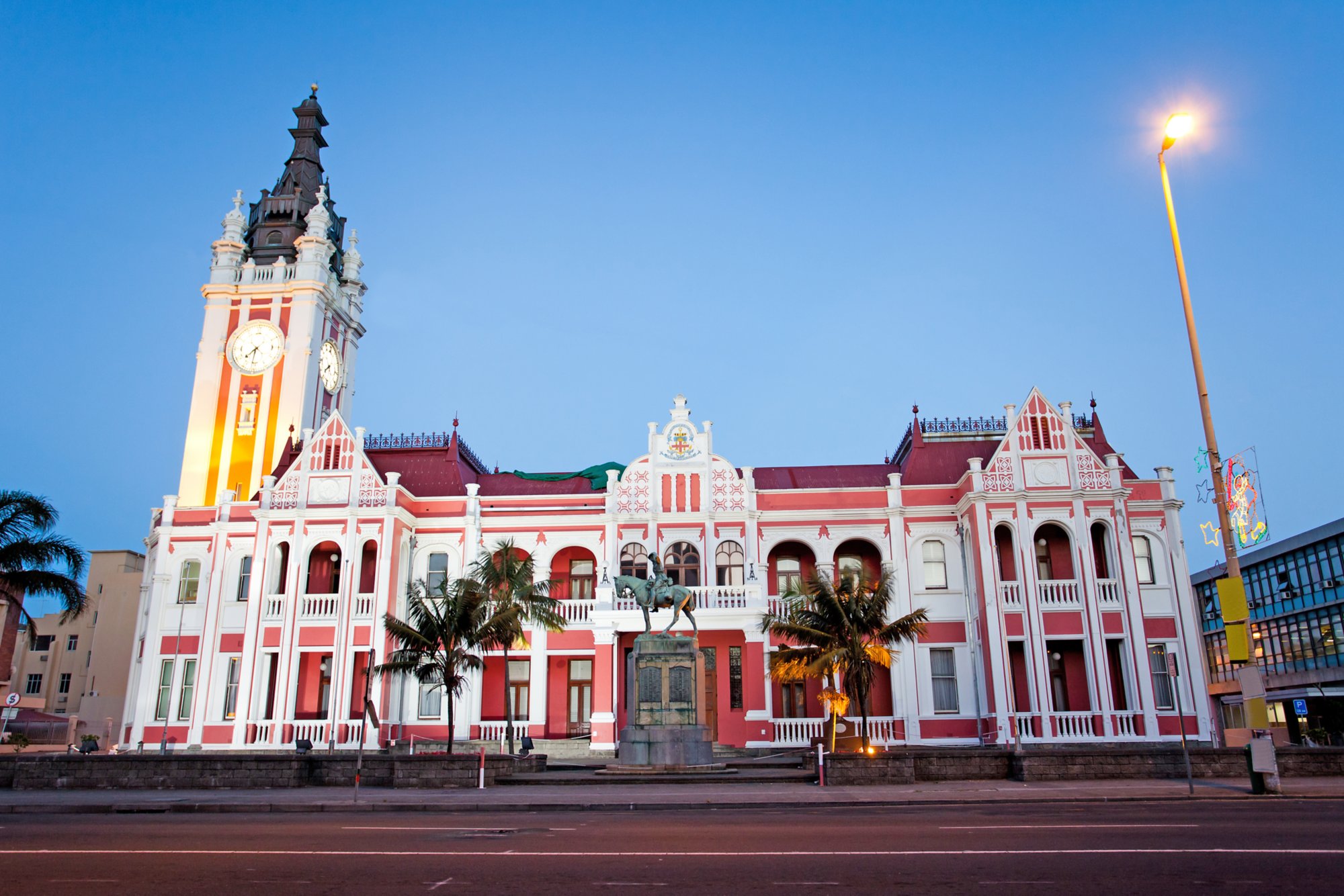 night view of city hall of East London, South Africa