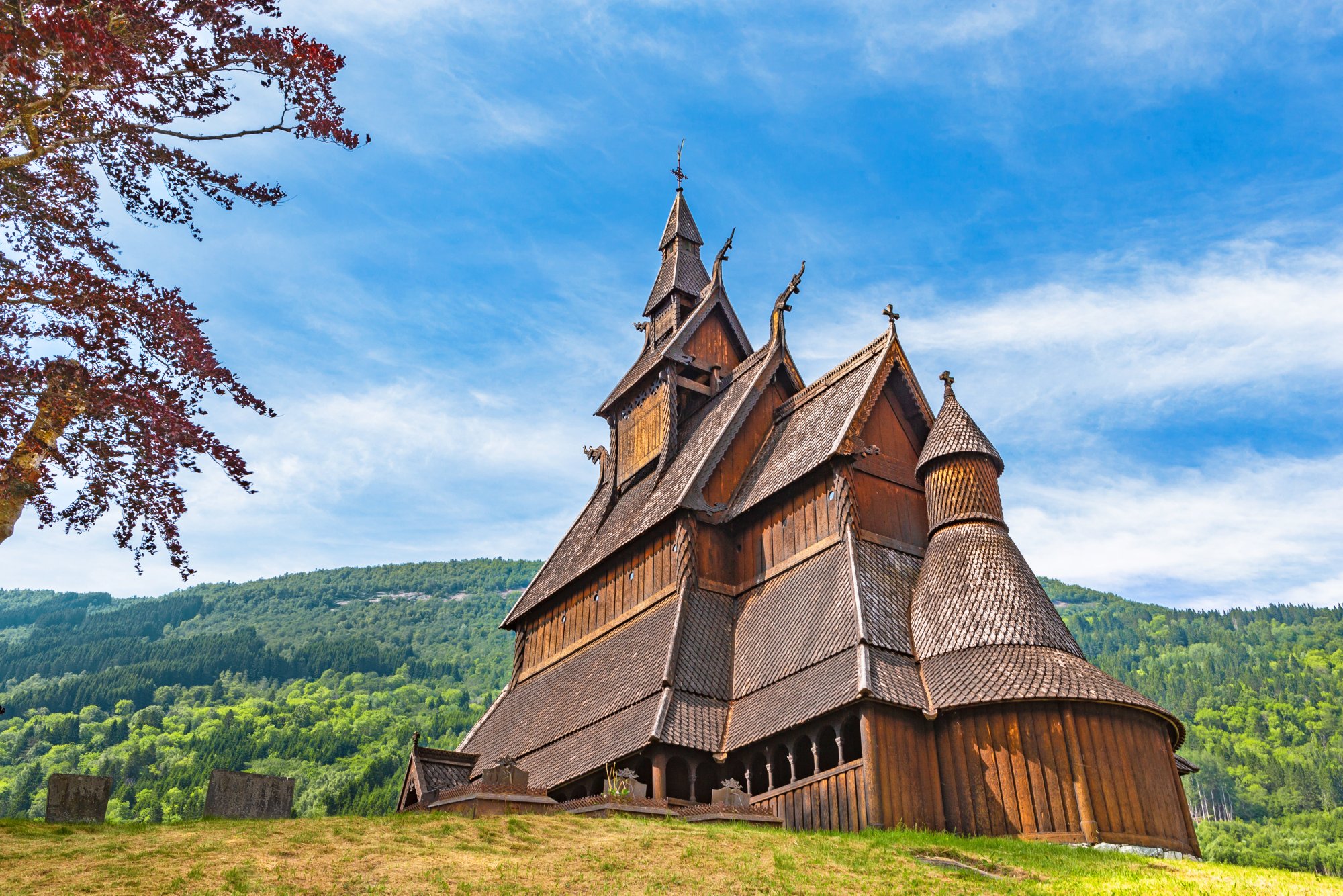 Hopperstad Stave Church.  A stave church, just outside the village of Vikori in Vik Municipality, Sogn og Fjordane county, Norway.