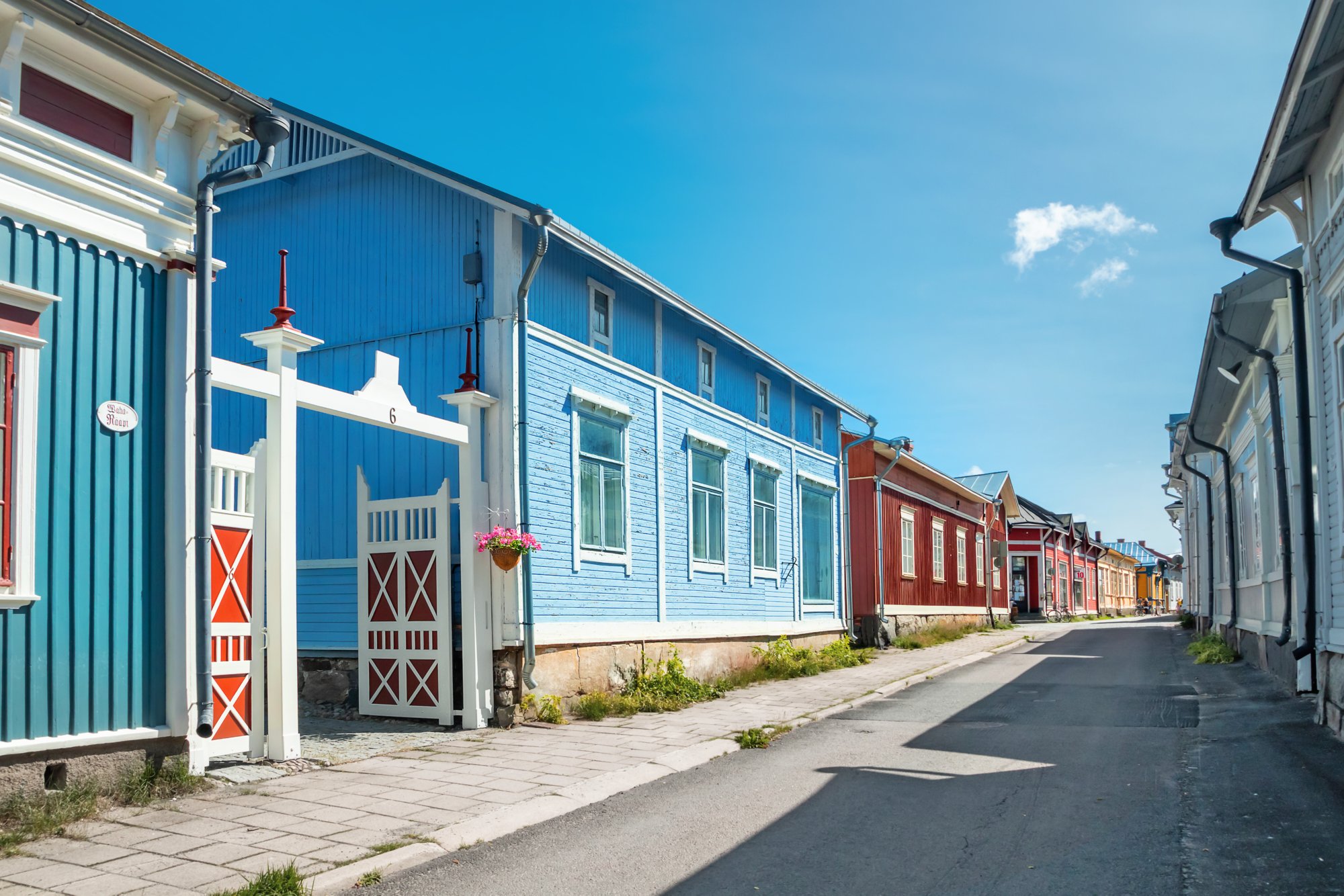 Rauma, Finland - 27 June, 2019: Old Rauma, one of UNESCO World Heritage sites, is the largest unified wooden town in the Nordic countries.