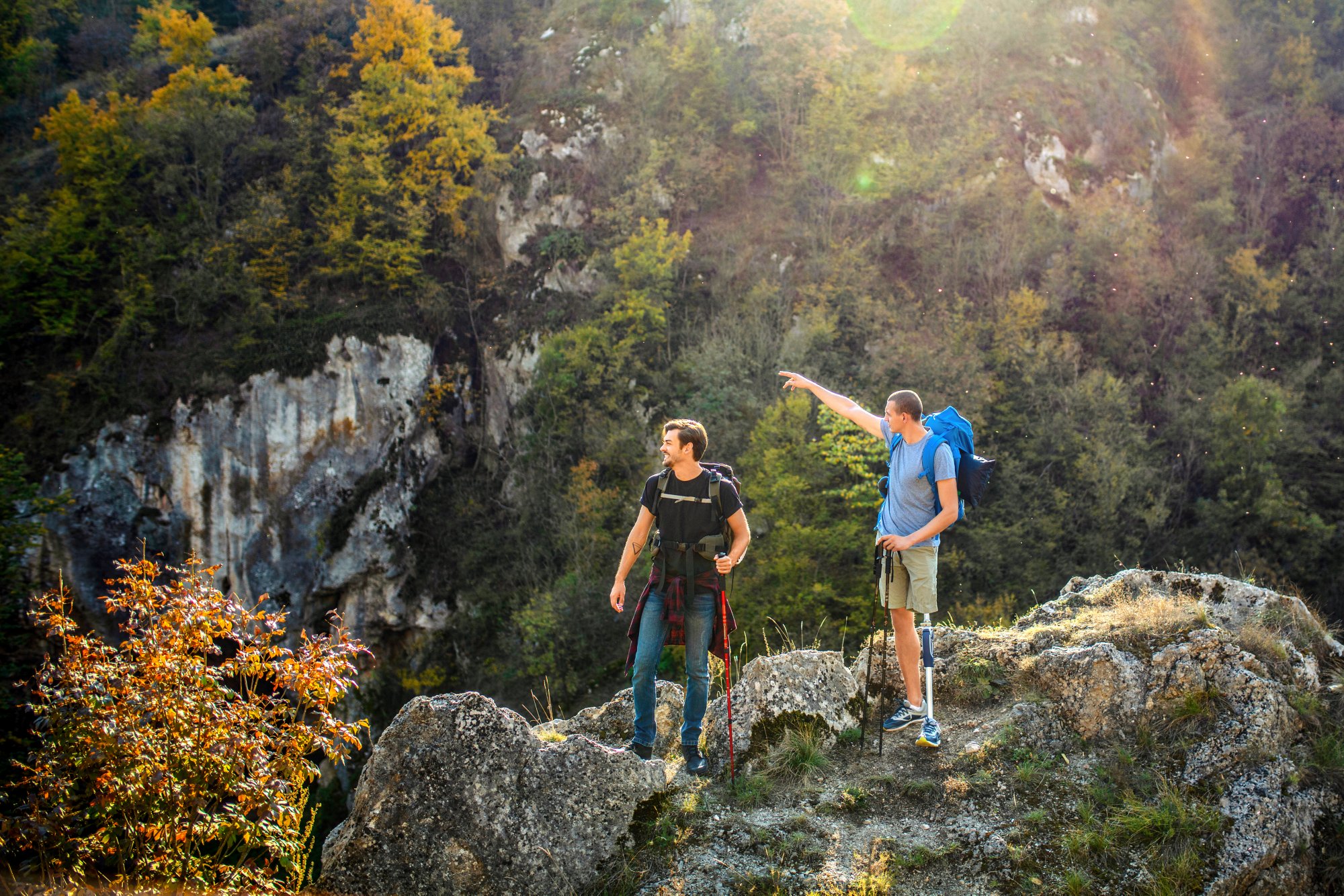 Hiking on the mountains at summer time.