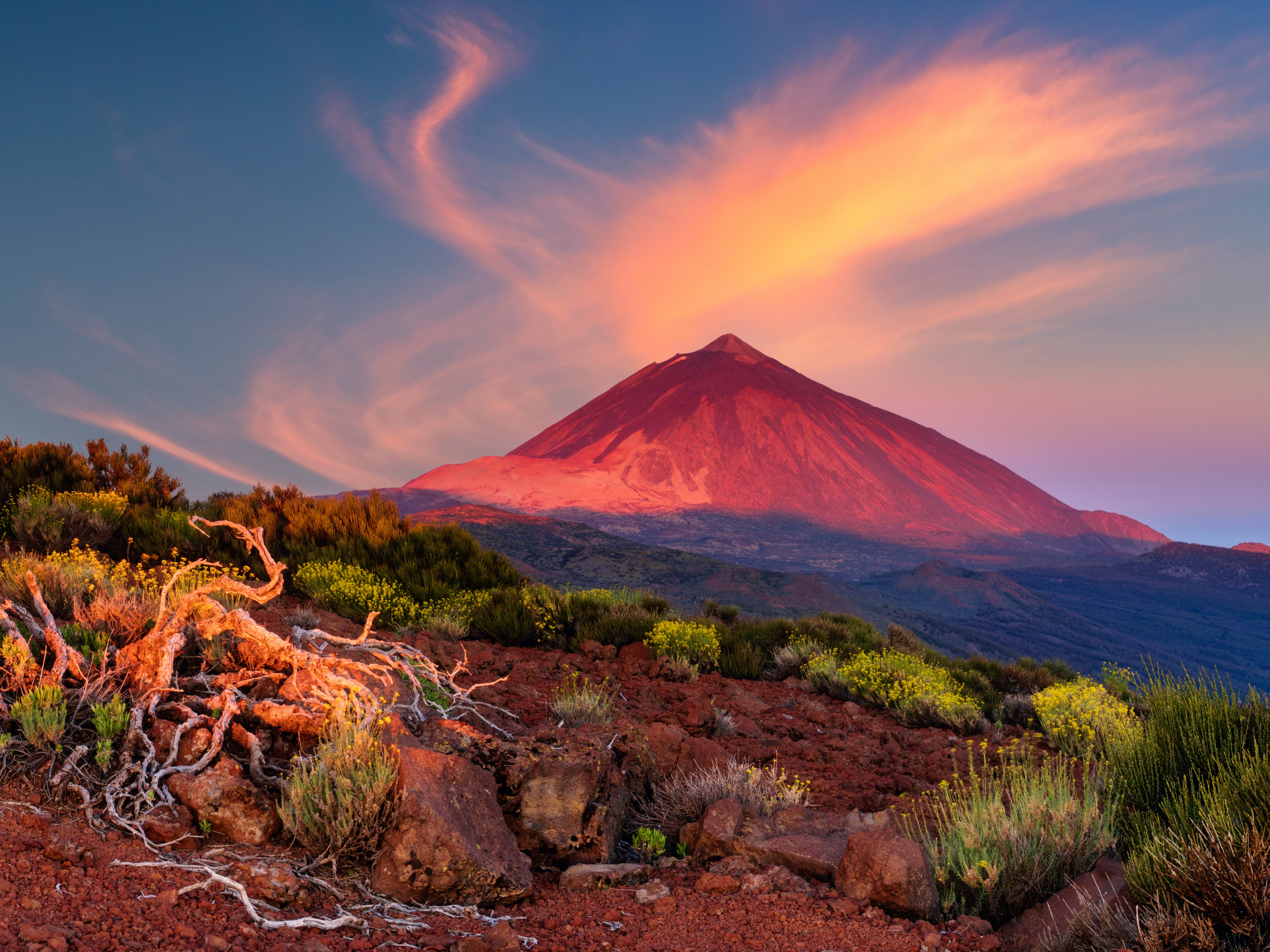 Teide volcano in Tenerife in the light of the rising sun