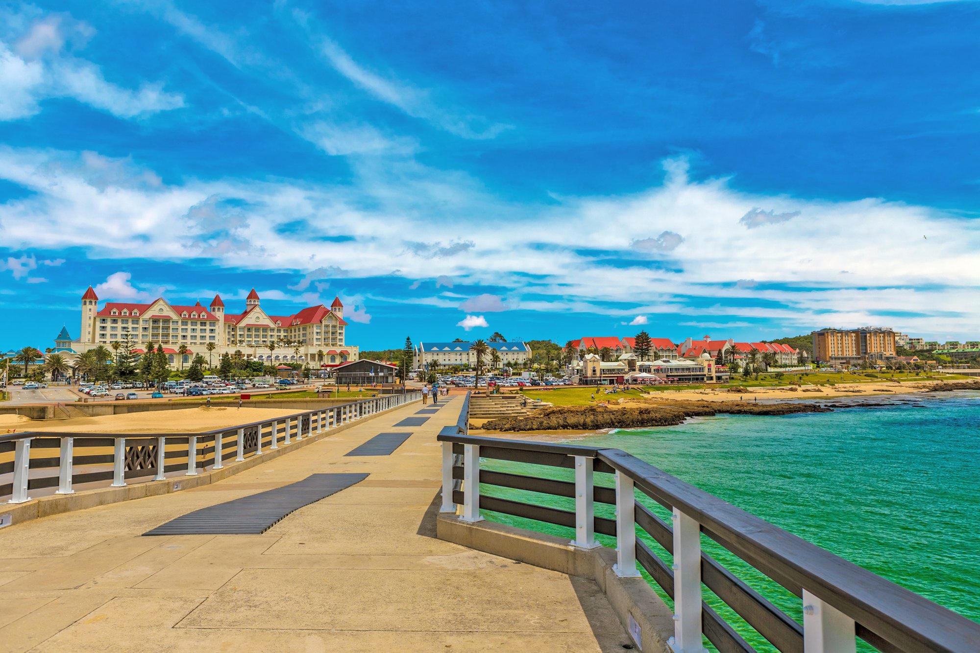 Republic of South Africa. Port Elizabeth (The Bay, Die Baai, Windy City) beachfront - 137m long Shark Rock Pier and Hobie Beach