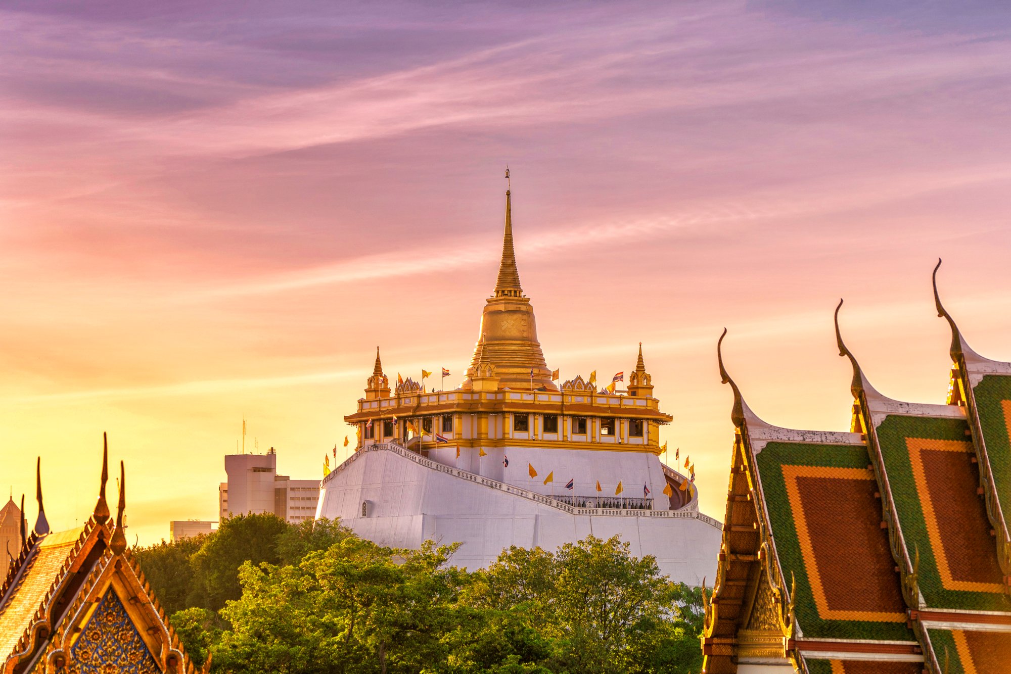 Golden mountain temple in the morning
