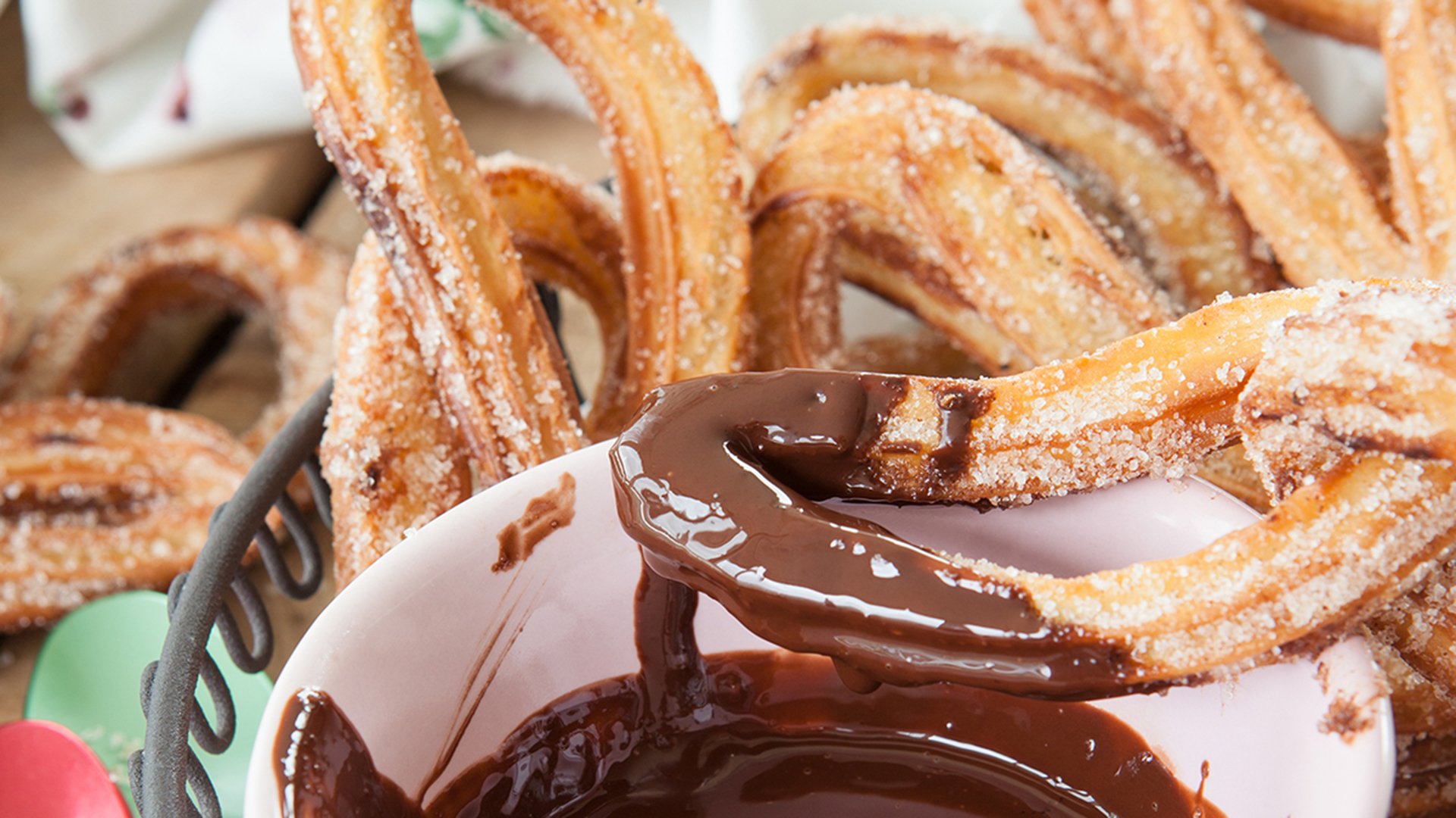 Yummy deep fried churros with cinnamon and sugar