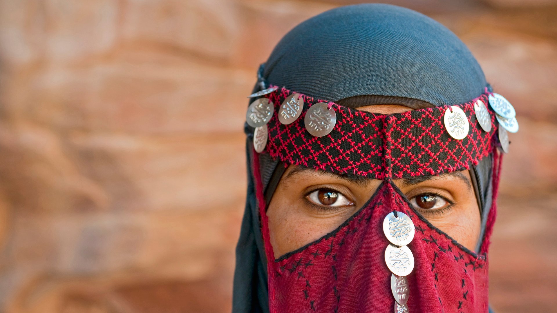 Veiled Bedouin woman