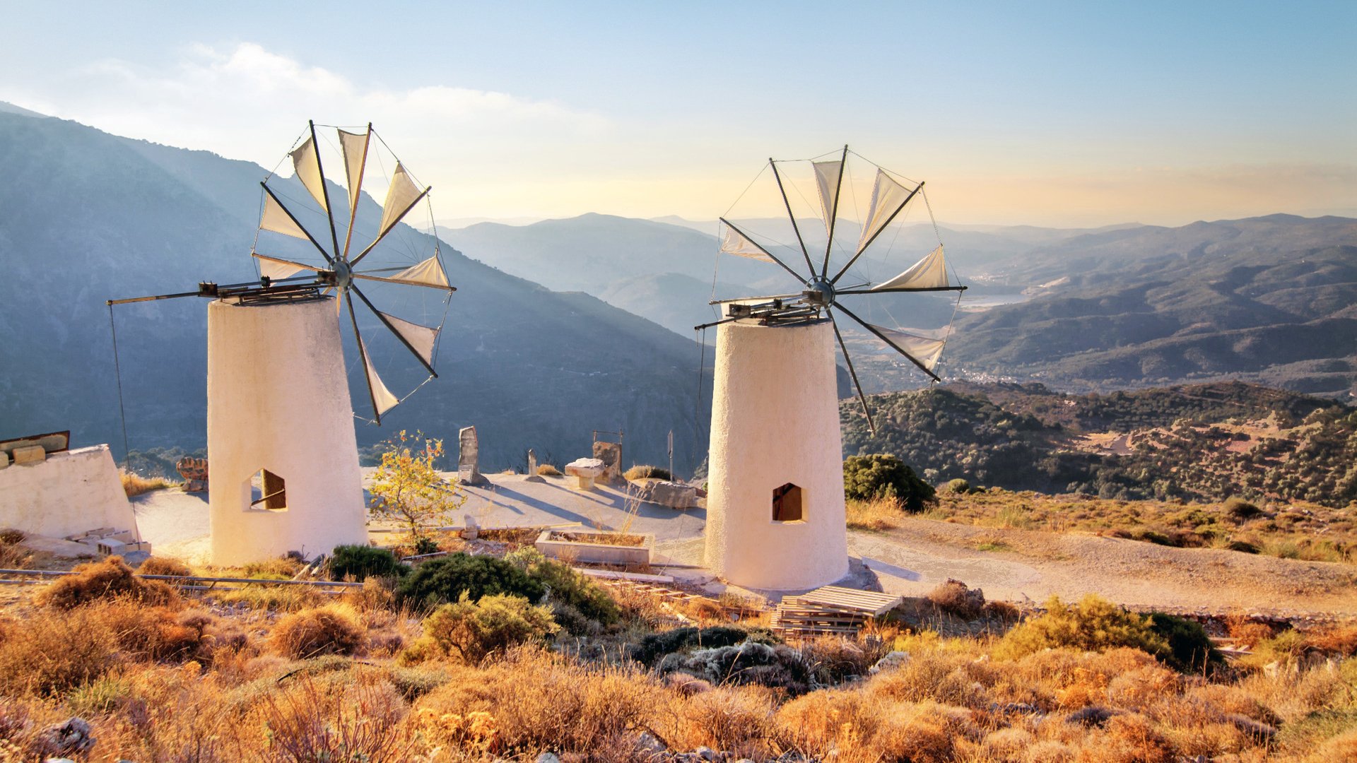 Windmills on the Mountains at Lassithi, Crete
