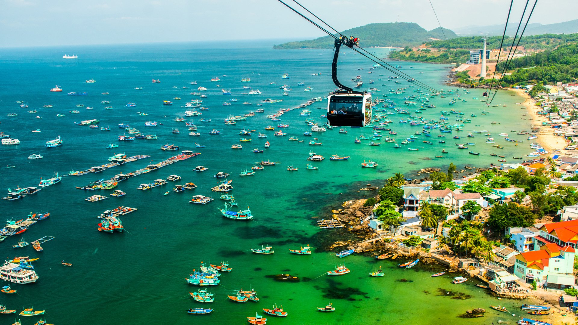 The Longest Cable Car situated on the Phu Quoc Island in South Vietnam.