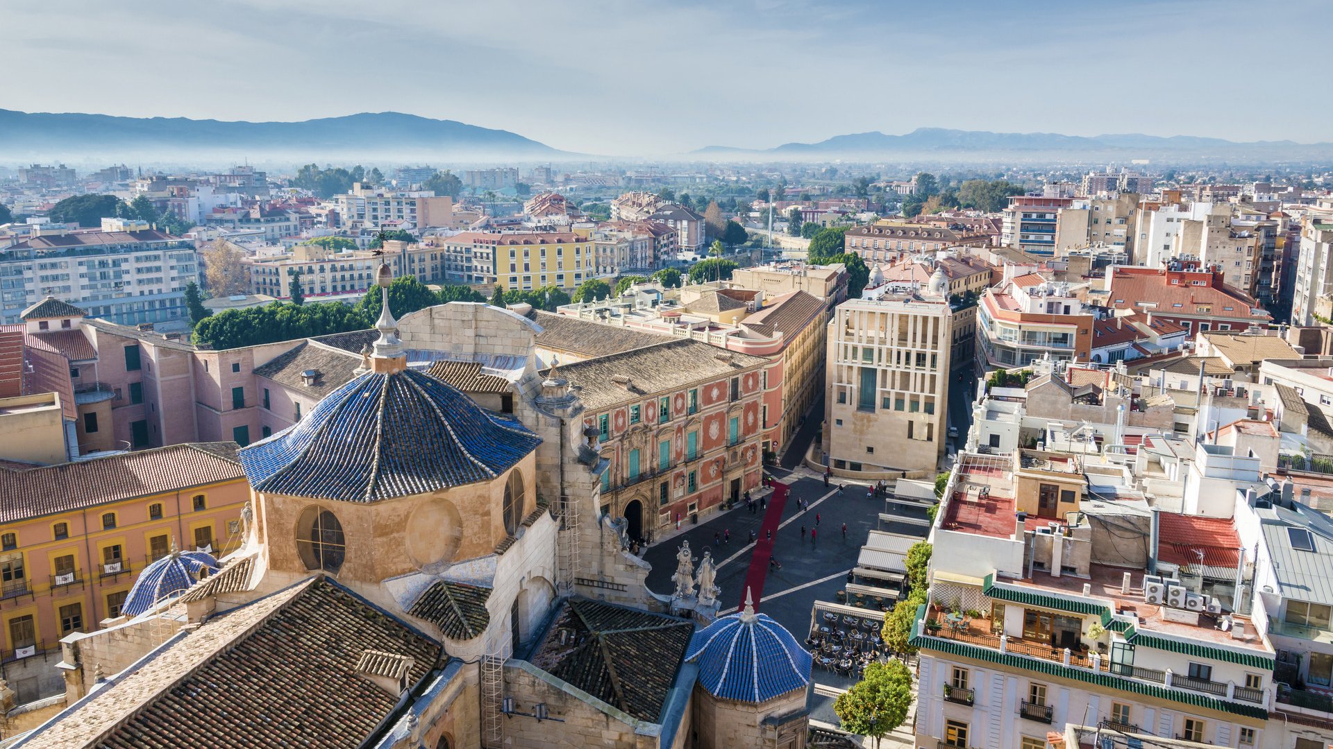 Panoramic view from Cathedral Church of Saint Mary in Murcia, Spain.