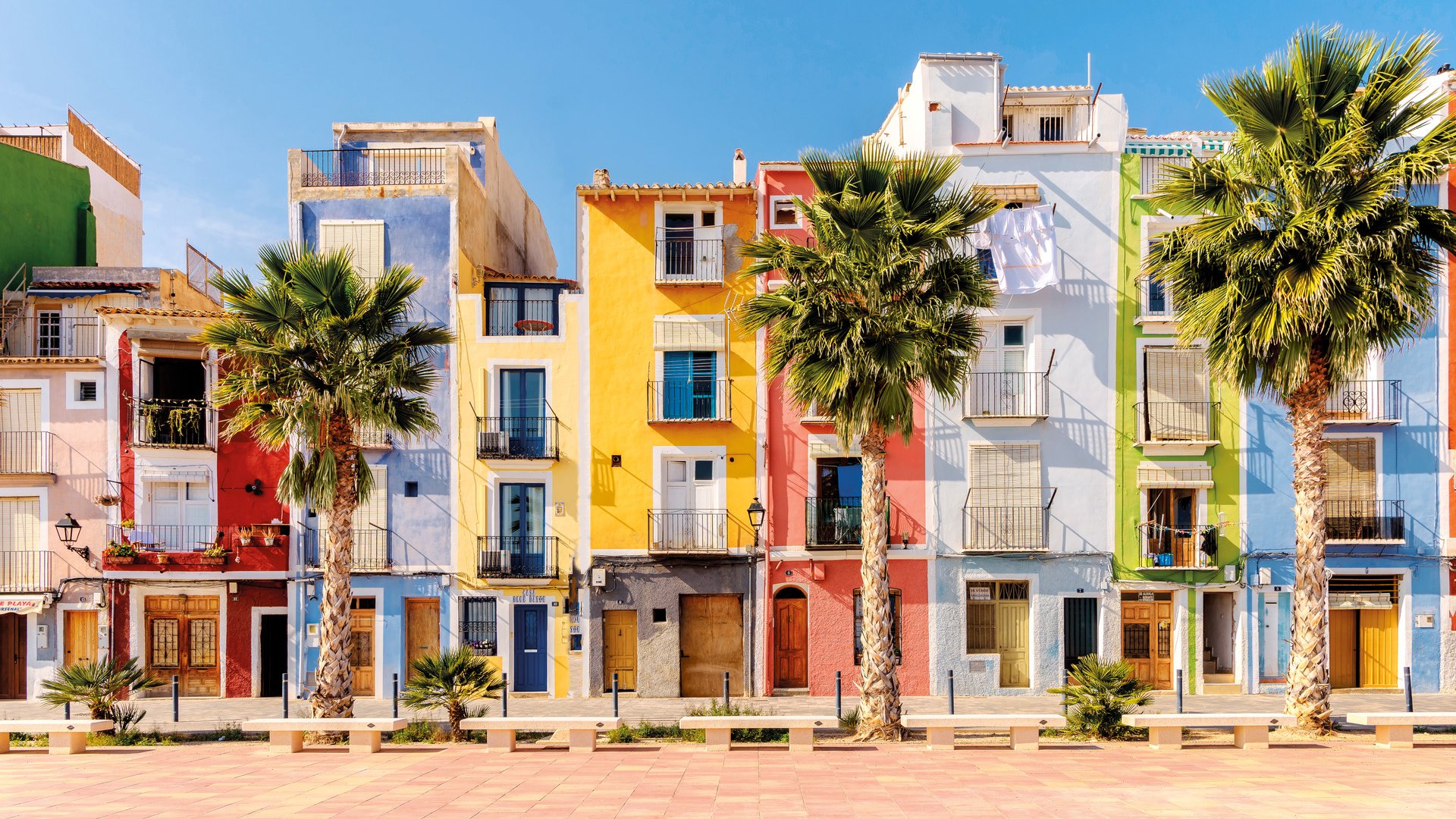 Colorful homes in Mediterranean village of Villajoyosa