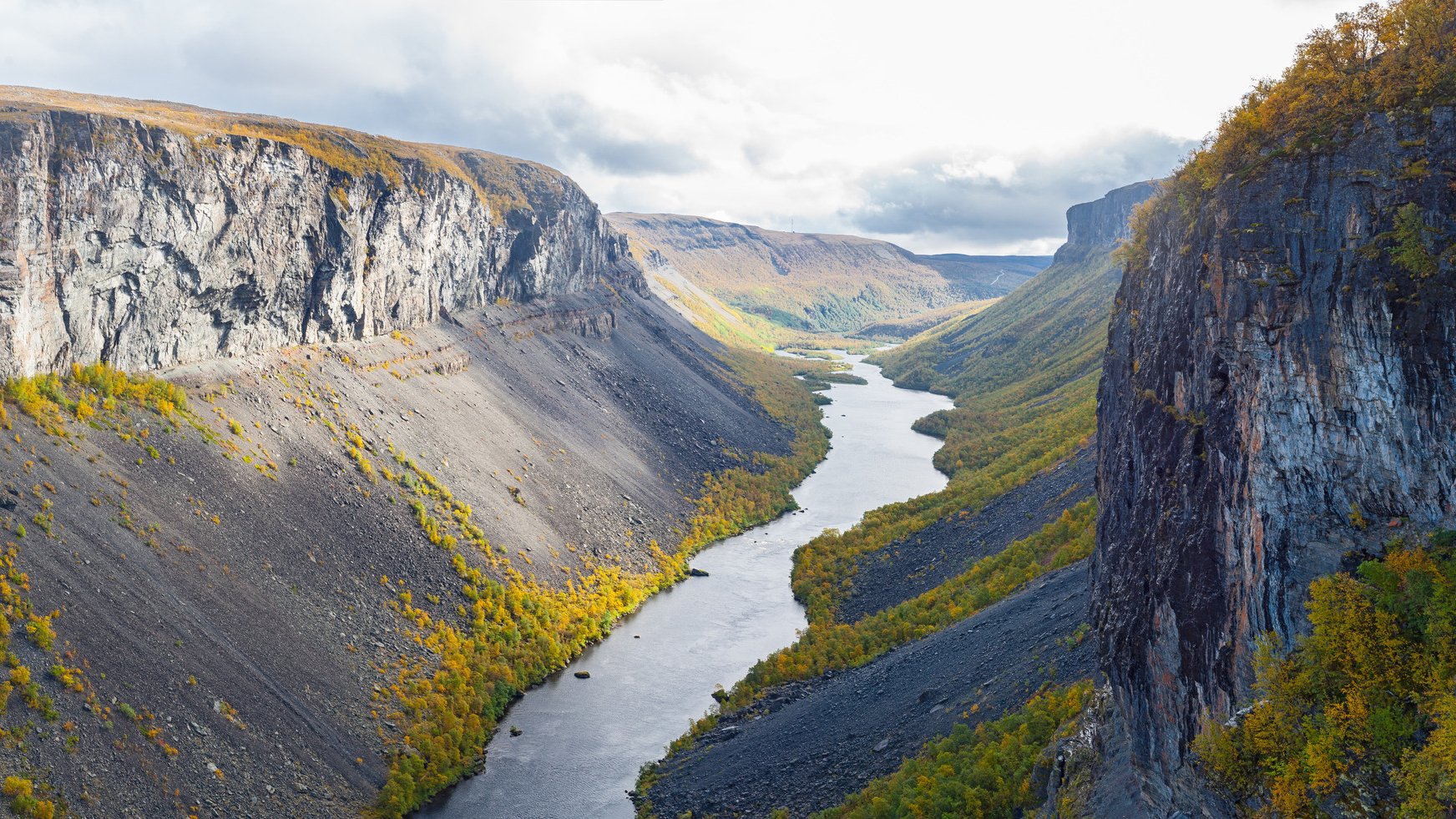 The Alta canyon: view of River Alta and gorge. Alta, Finnmark, Norway.