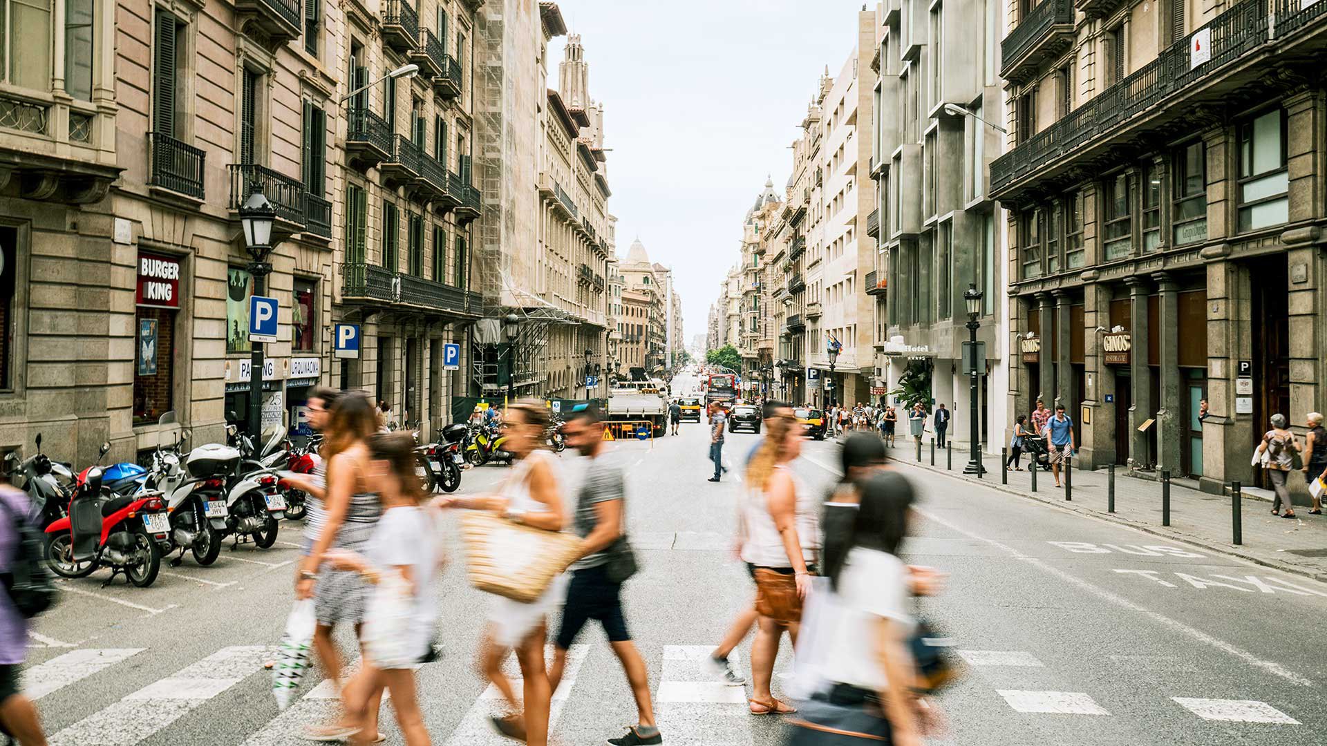 Barcelonas Panorama und Freizeit am Gotischen Viertel