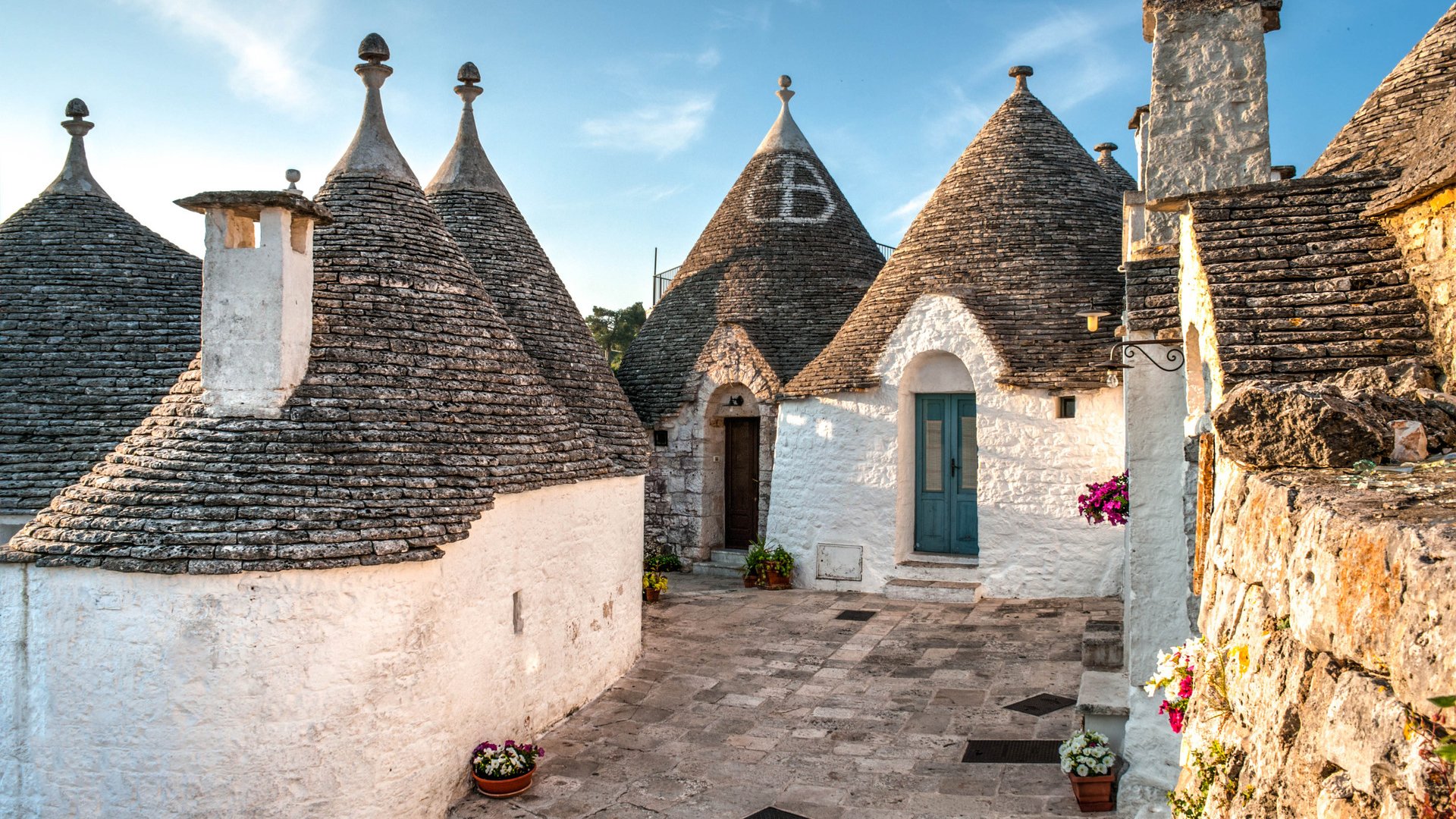 View of Trulli houses in Alberobello old town, Italy