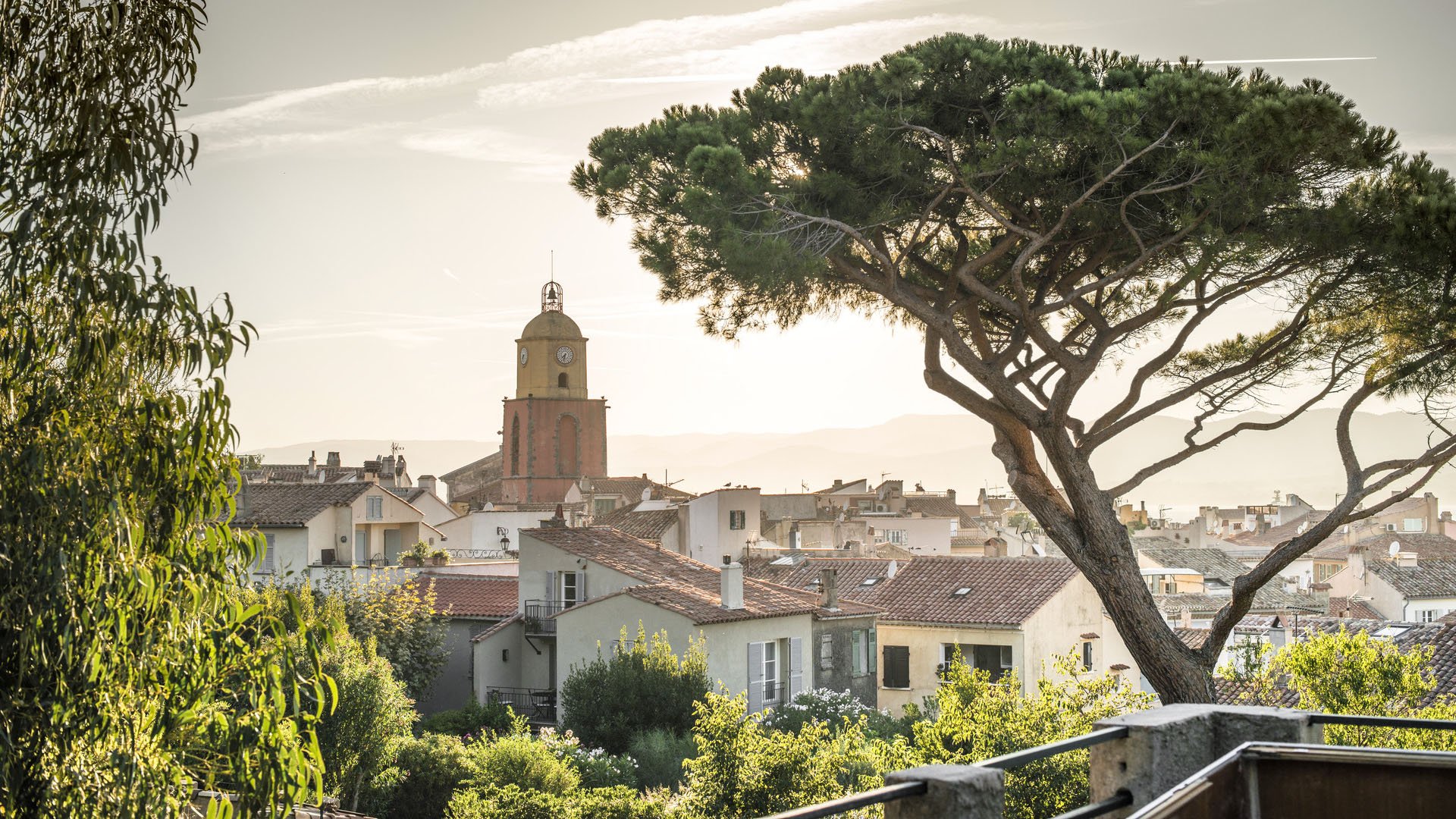 Saint-Tropez the clock tower on sunset.