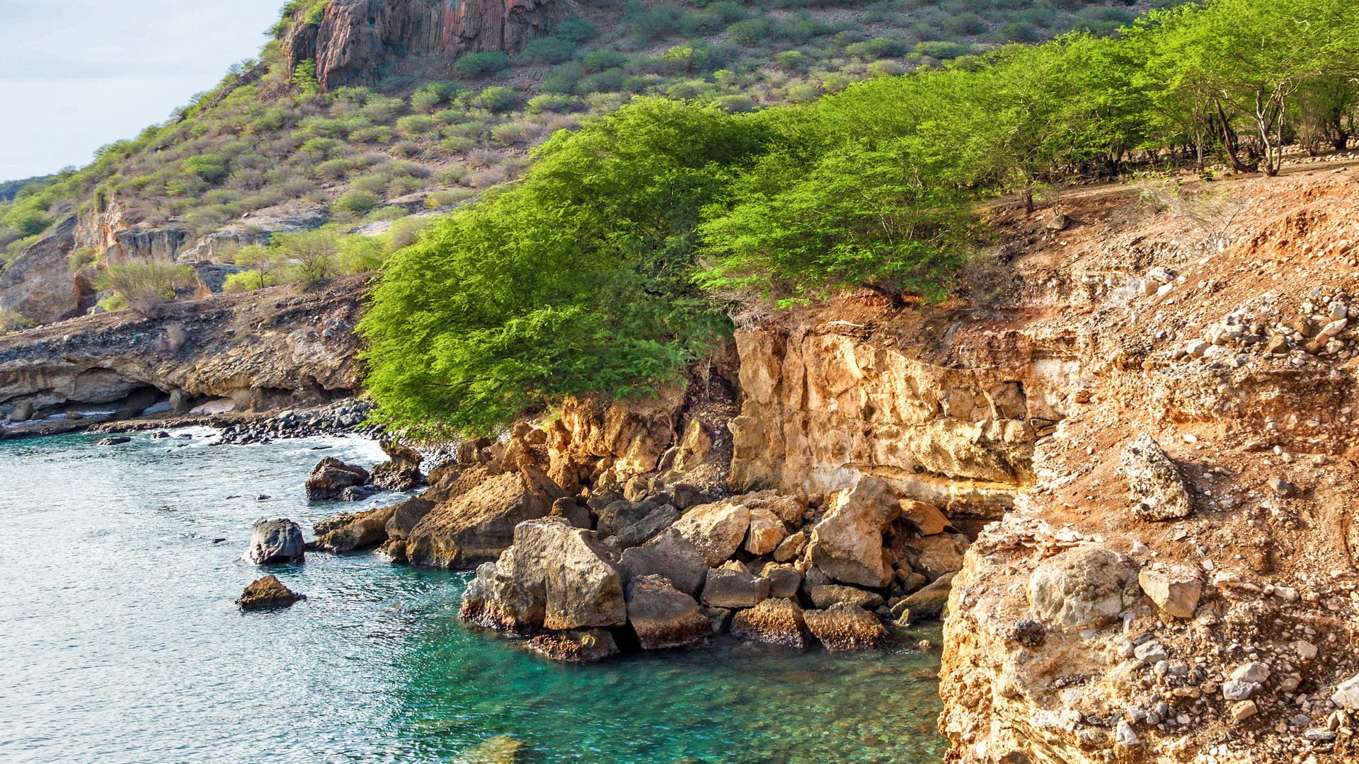 F1NB2M Tarrafal wild coastline in Santiago island in Cape Verde - Cabo Verde