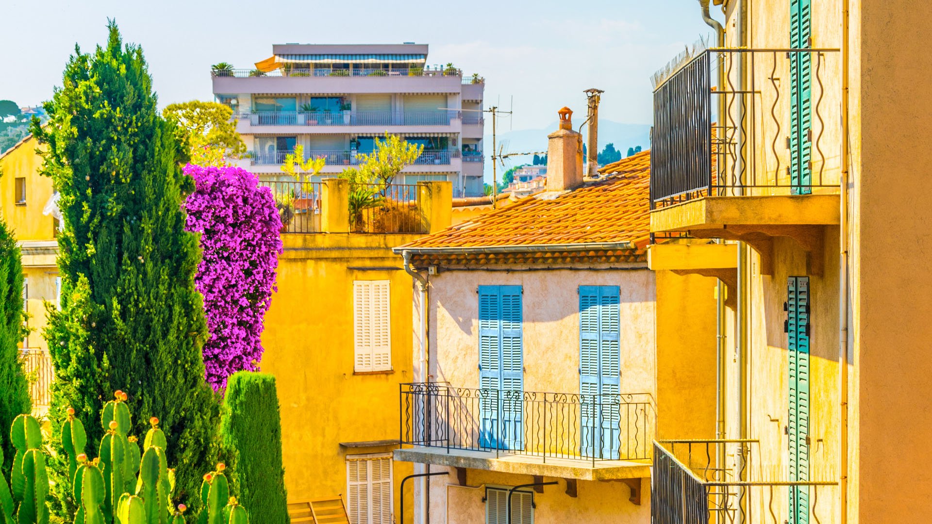 A narrow street in the old town of Cannes, France
