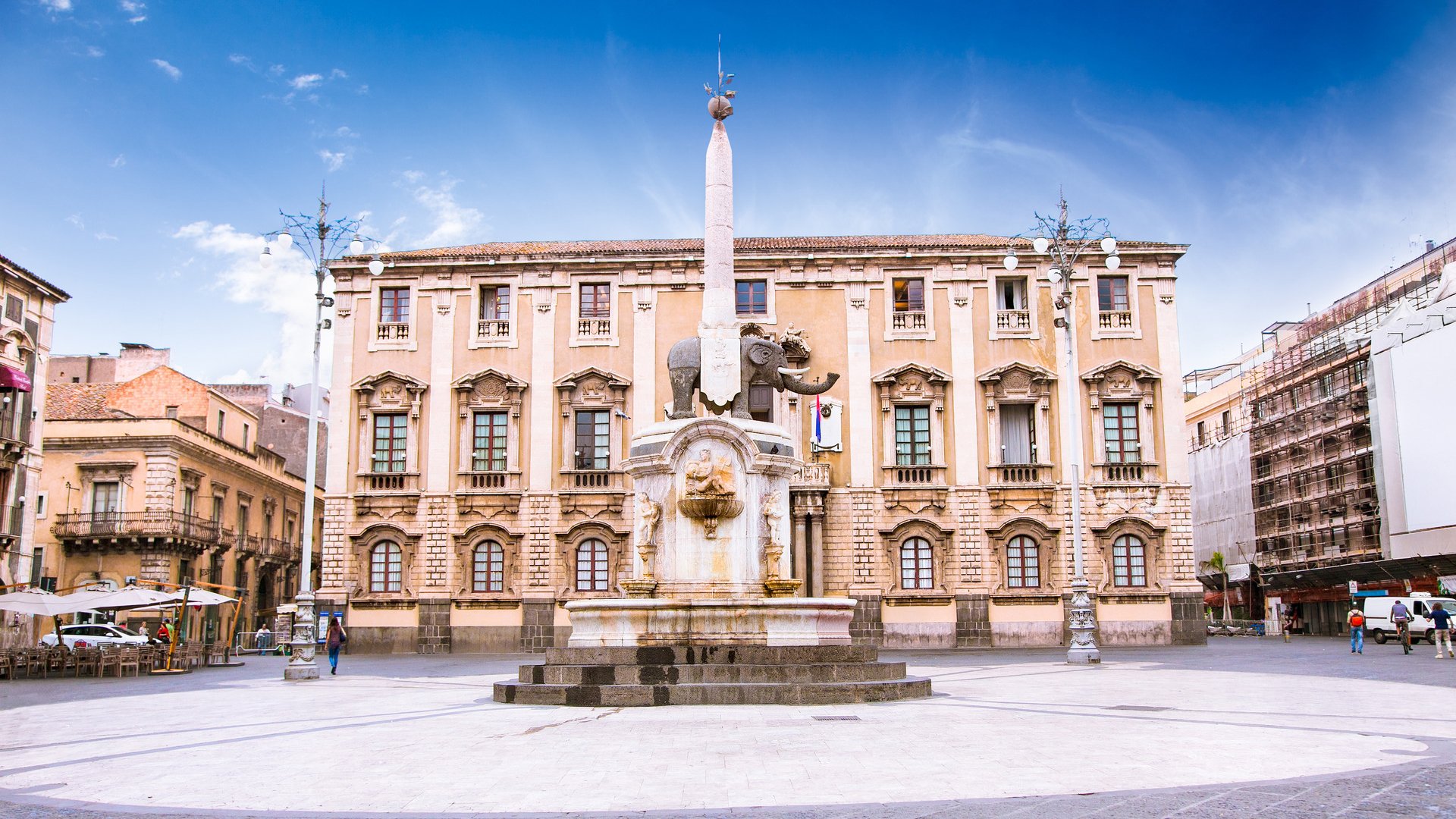 Elephant fountain and Cathedral Square, Catania, Sicily, Italy