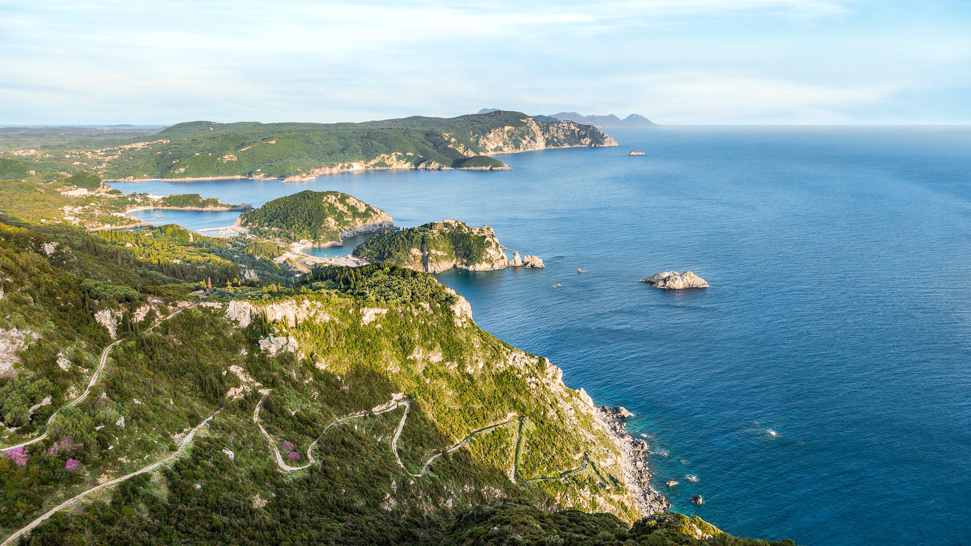 Paleokastritsa bay on Corfu island, Greece