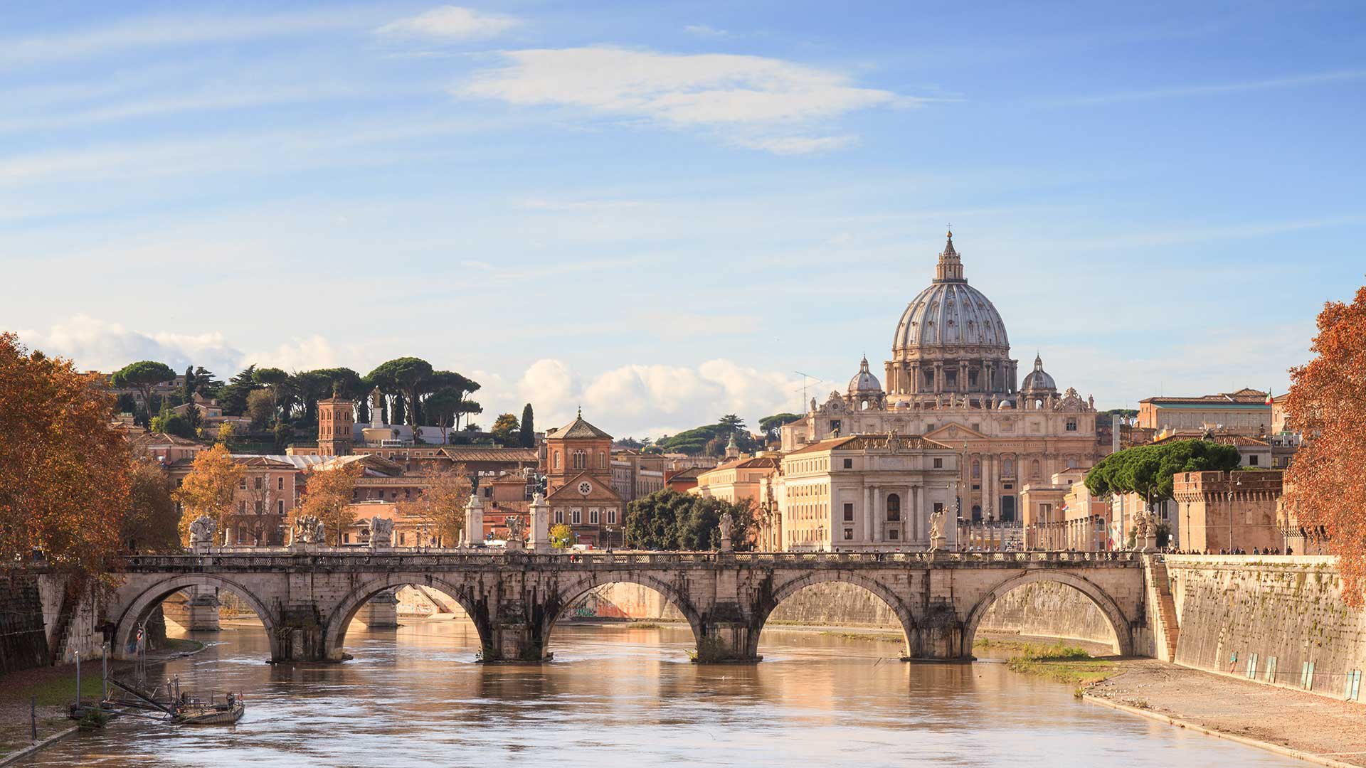 The Dome of Saint Peter as seen from the river Tiber