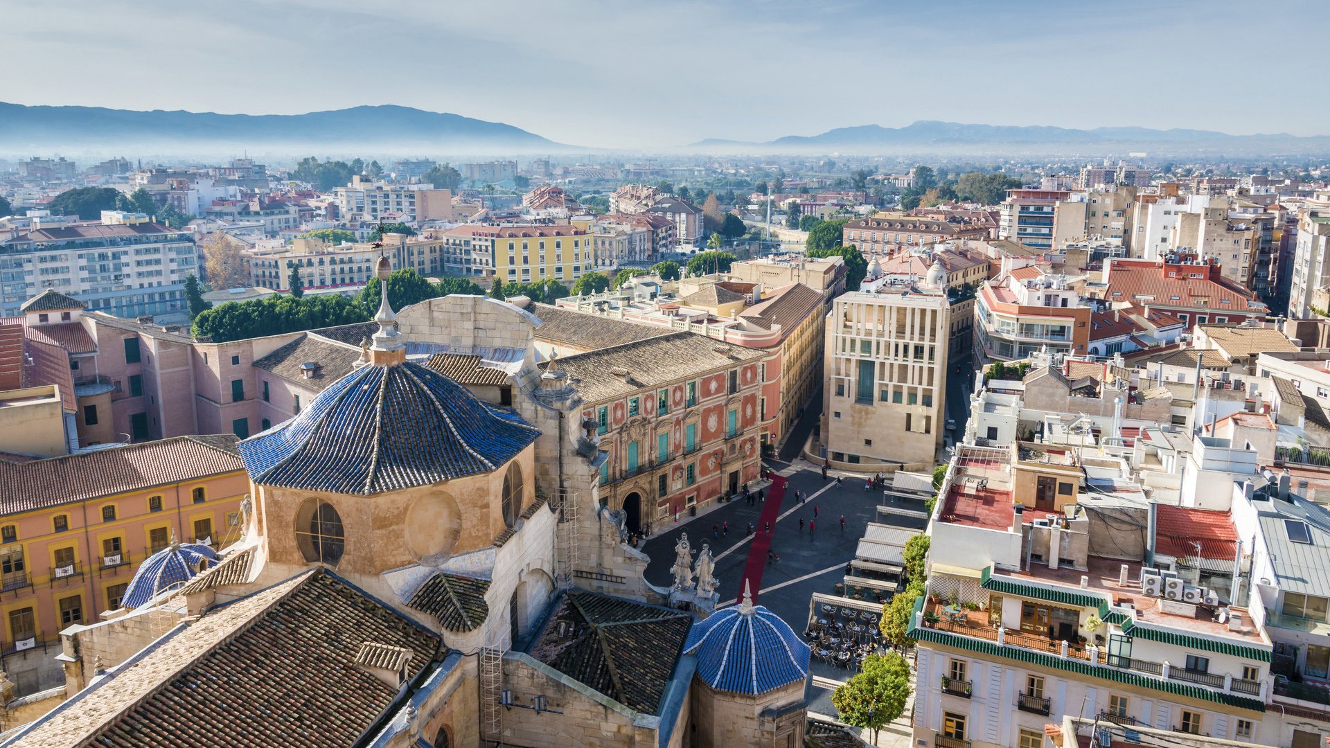 Panoramic view from Cathedral Church of Saint Mary in Murcia, Spain.