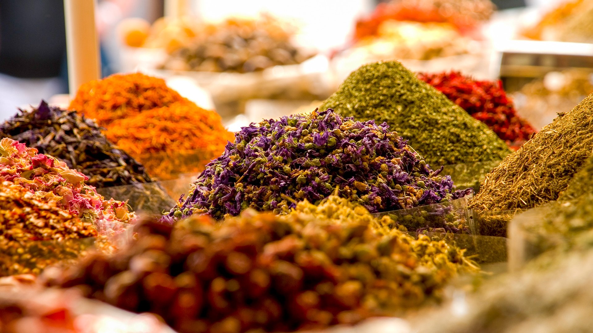 Bags of spice at the market, Deira, Dubai, United Arab Emirates.