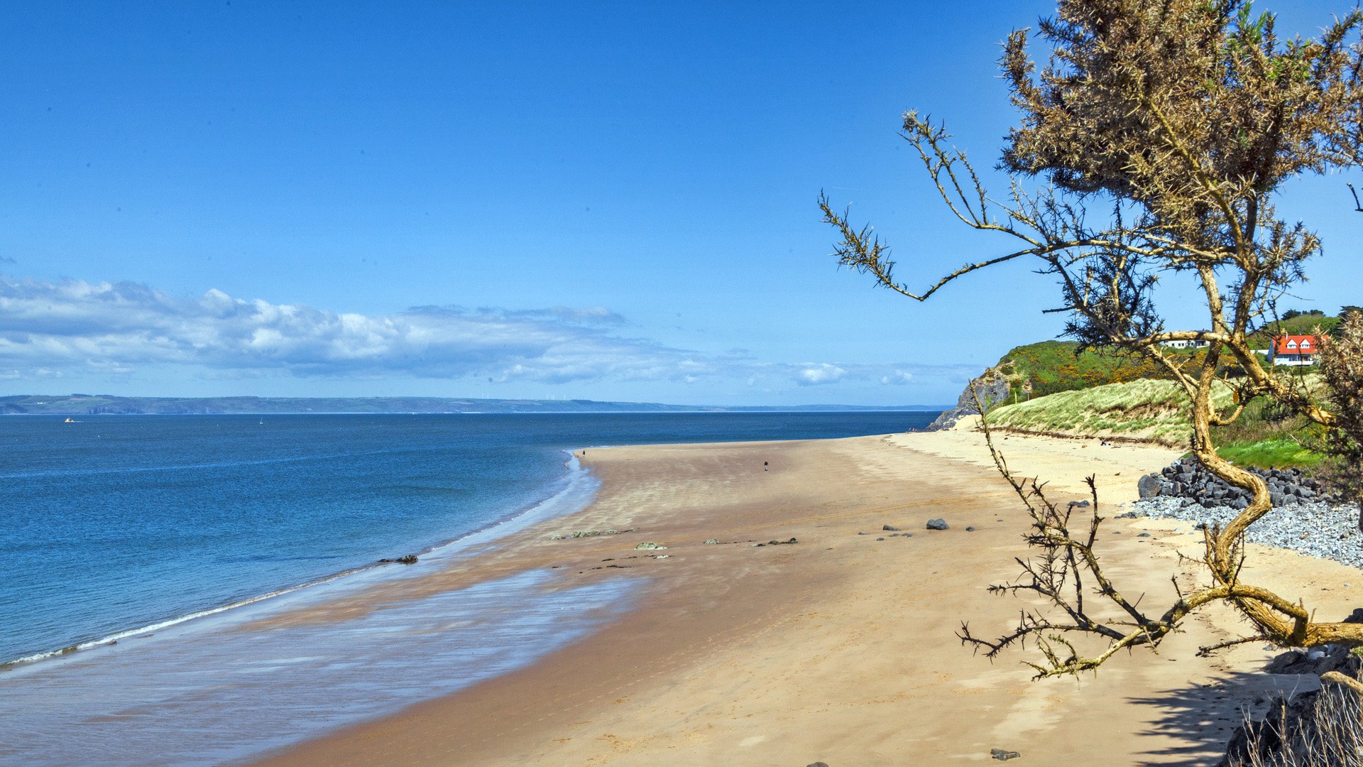 Caldey Island beach coastline by Tenby Pembrokeshire Wales
