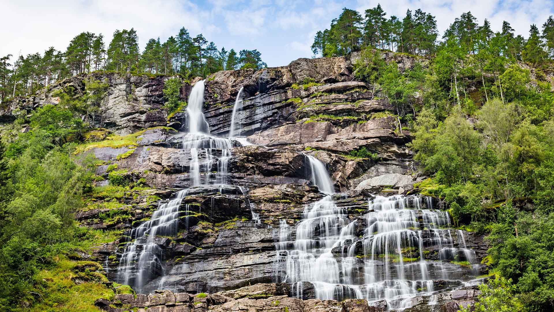 Waterfall Tvindefossen in Norway
